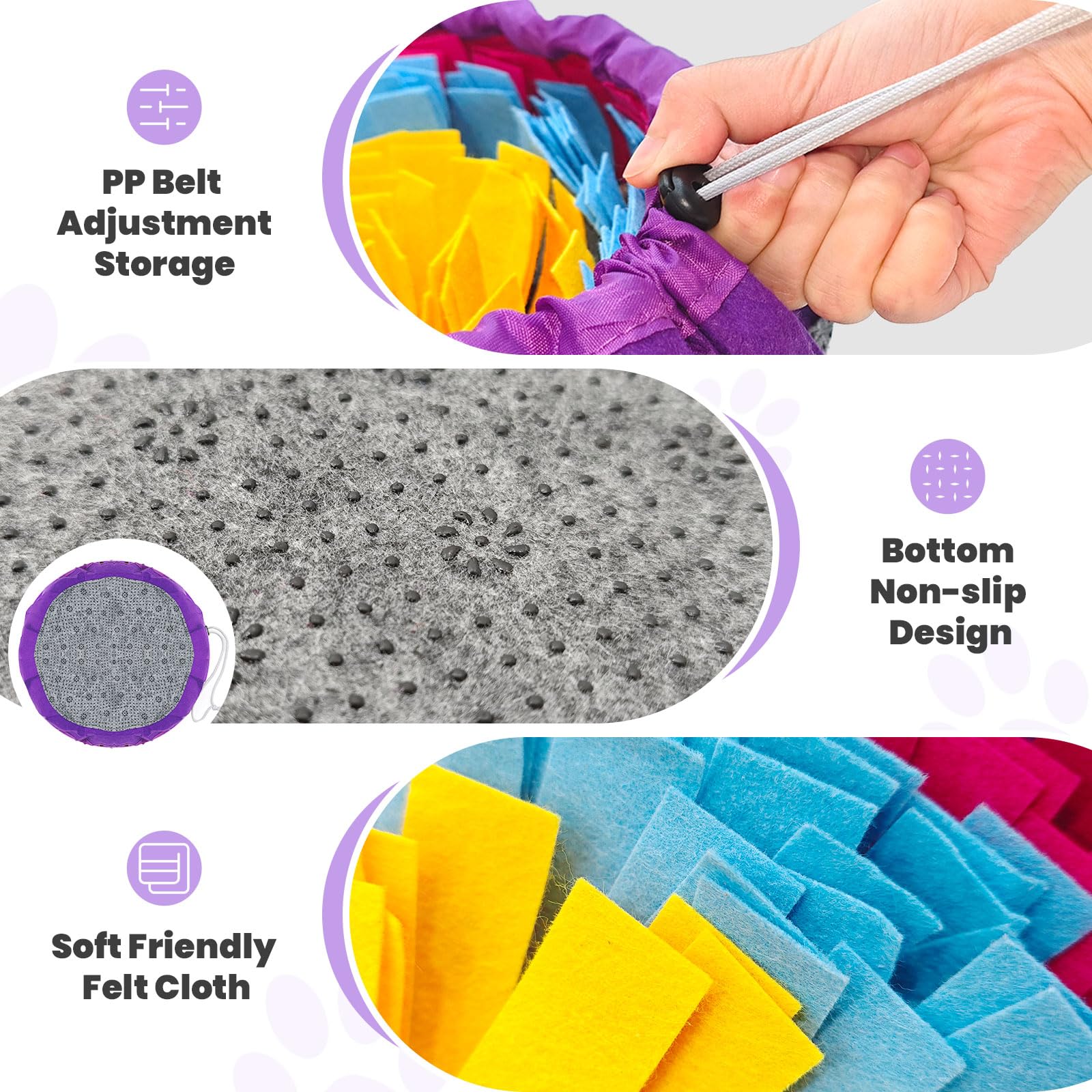 PETCARE Snuffle Mat for Dogs Adjustable Slow Feeder Bowl Interactive Enrichment Puzzle Toys for Small Medium Large Breed Dogs Ca