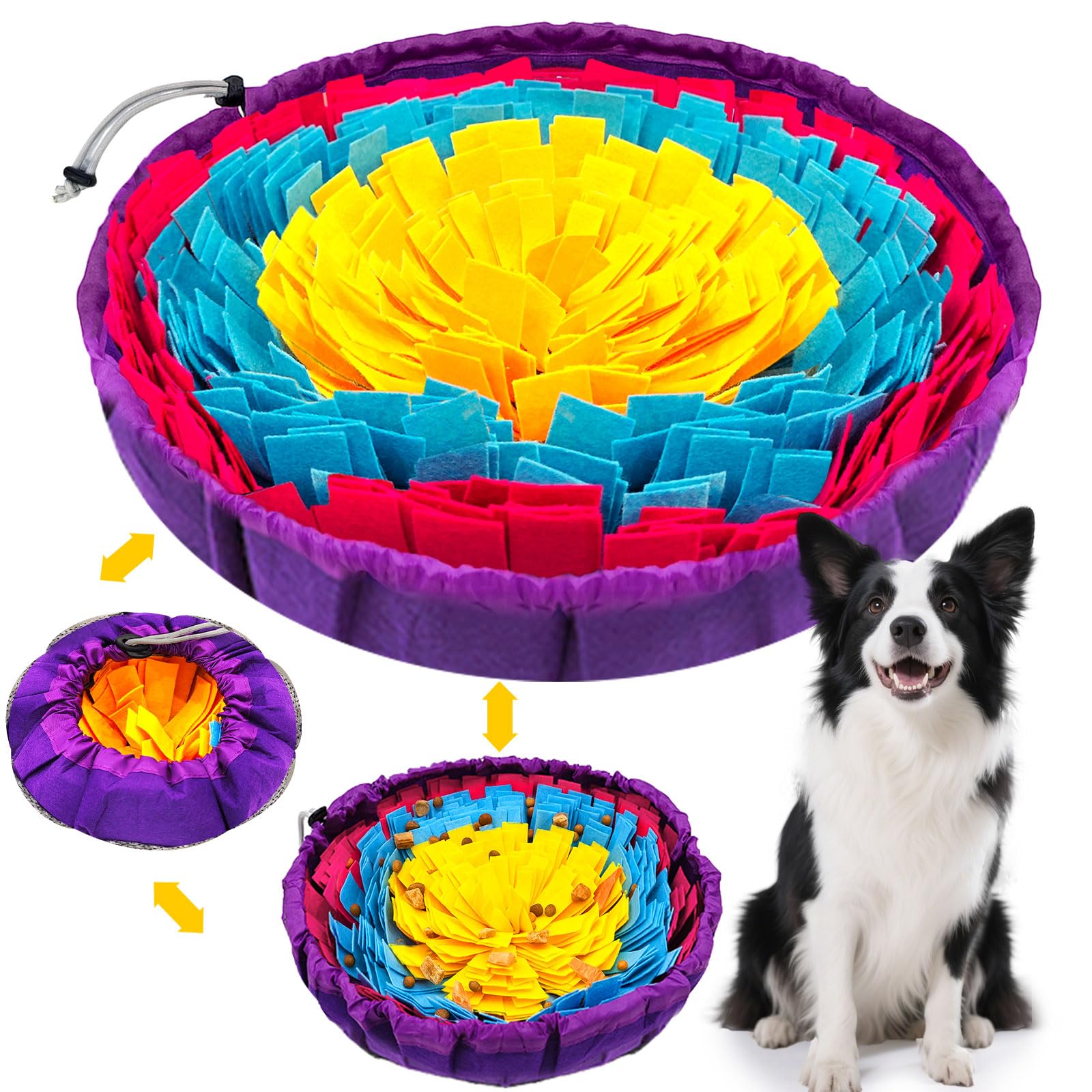 PETCARE Snuffle Mat for Dogs Adjustable Slow Feeder Bowl Interactive Enrichment Puzzle Toys for Small Medium Large Breed Dogs Ca