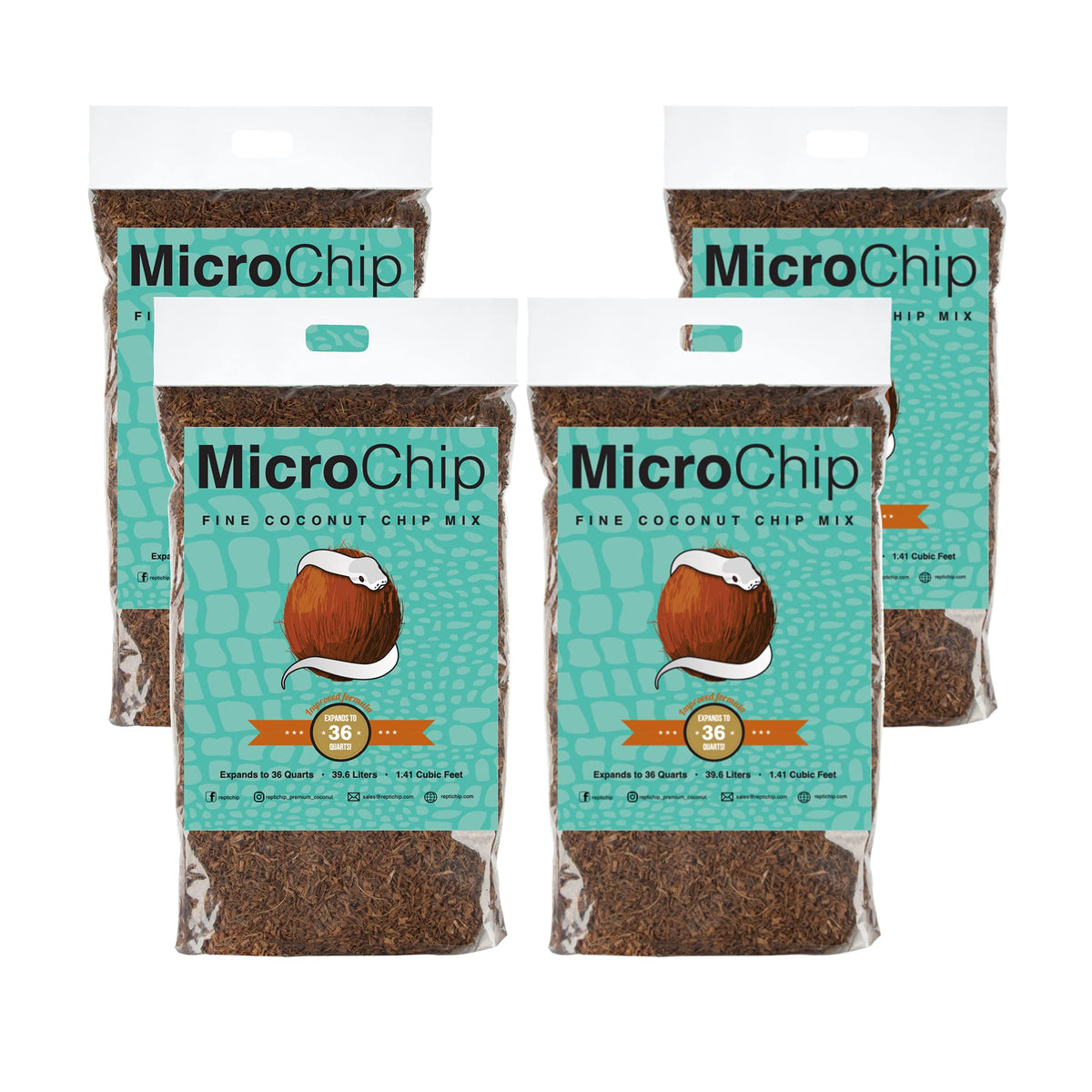 Microchip Coconut Substrate For Inverts And Reptiles Loose Fine Coconut Husk Chip Mix Reptile And Tarantula Bedding For Terrarium Floor (36 Quart (4 Pack))