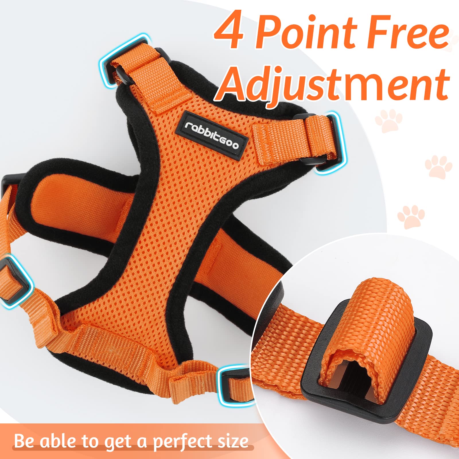 Rabbitgoo Cat Harness And Leash For Walking, Escape Proof Soft Adjustable Vest Harnesses For Cats, Easy Control Breathable Reflective Strips Jacket, Orange, S