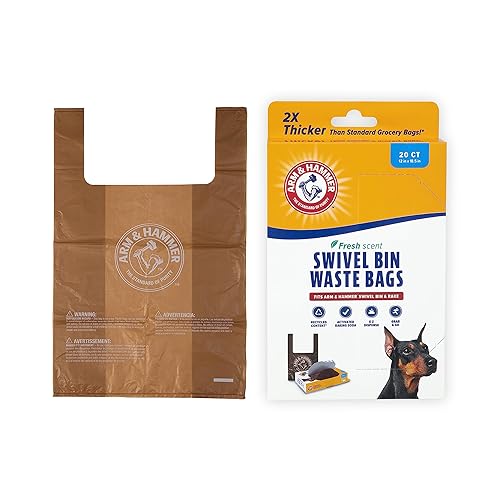 Arm & Hammer Heavy Duty Pet Waste Bags For Swivel Bin & Rake Dog Pooper Scooper, 20 Count Refill Bags (Packaging May Vary)