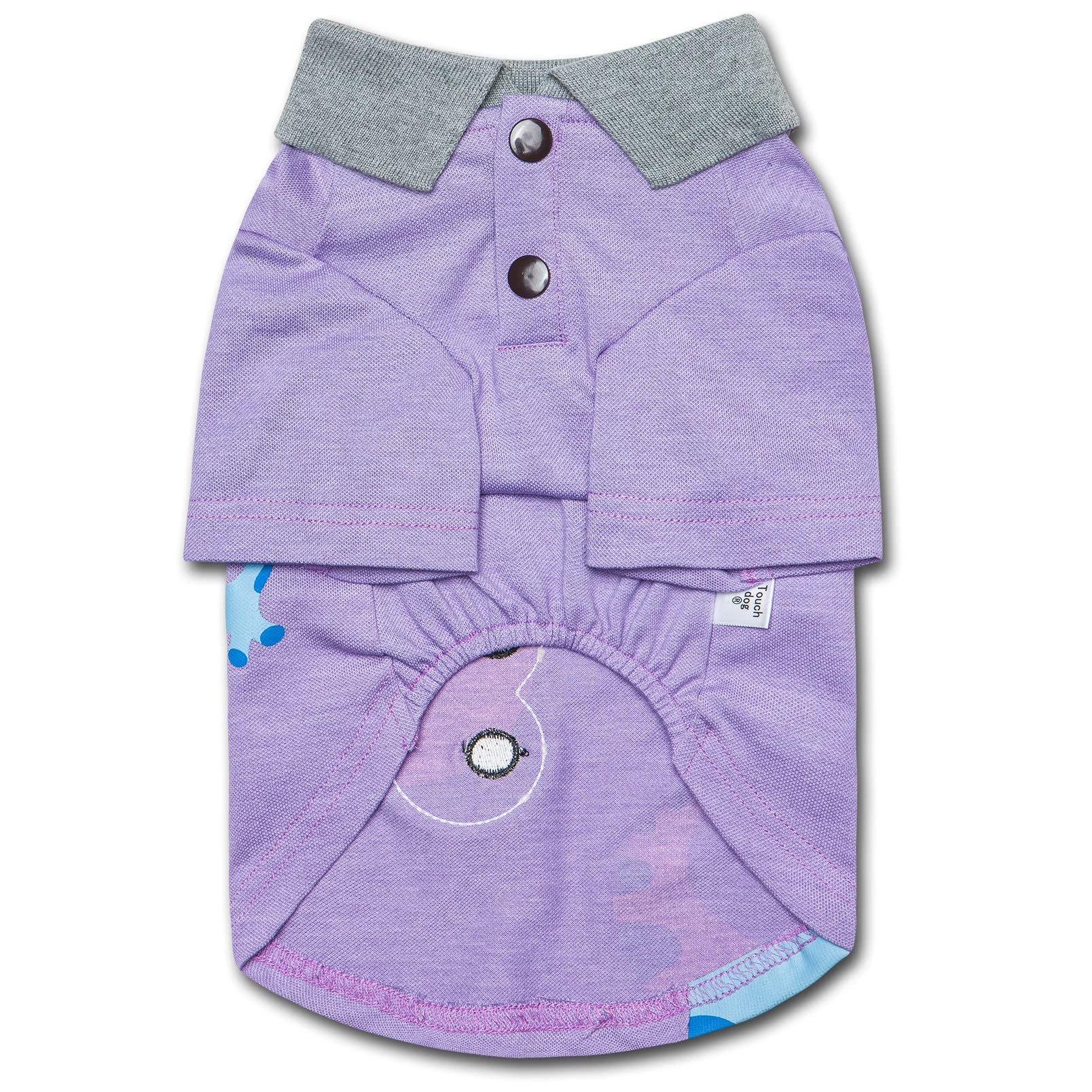 Touchdog ® 'Arubark' Dog T-Shirt - Caribbean Style Dog Polo Pet T-Shirt with Accented Collar - Summer Dog Clothes or Dog Shirts Featuring Accented Embroidery and Lizzard Print