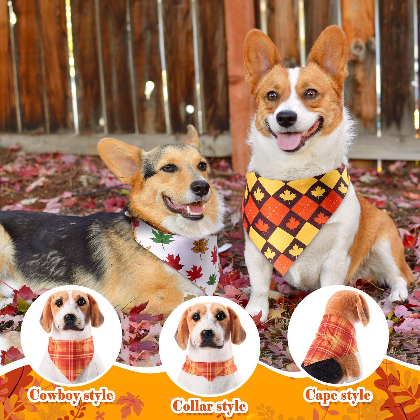 Sanwuta 120 Pcs Fall Thanksgiving Dog Bandanas Bulk, Dog Scarves for Small Medium Large Dogs Cats, Adjustable Triangle Pet Banda