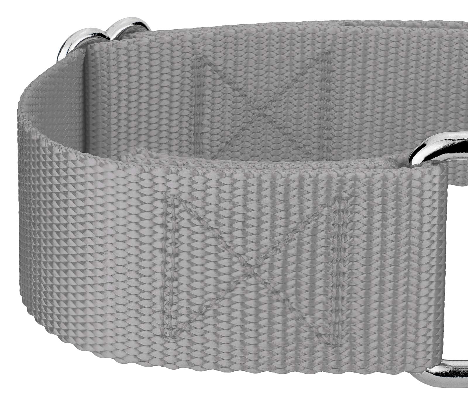 Country Brook Petz - Vibrant 15 Color Selection - Martingale Heavyduty Nylon Dog Collar (Extra Large, 1 1/2 Inch Wide, Silver)