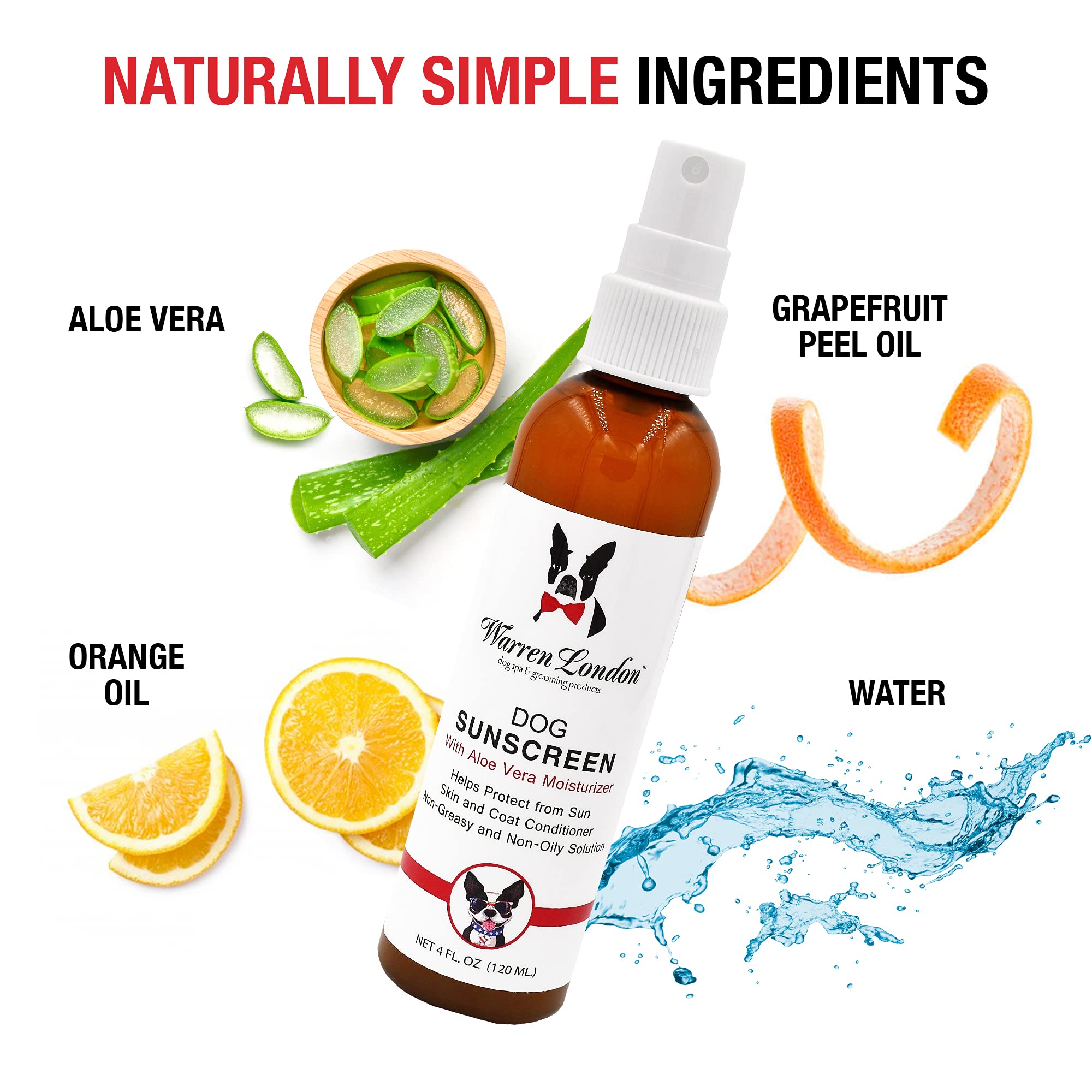 Warren London Dog Sunscreen Spray Protection with Aloe Vera I Dog Skin Soother I Puppy Sunblock I Made in USA- 4oz