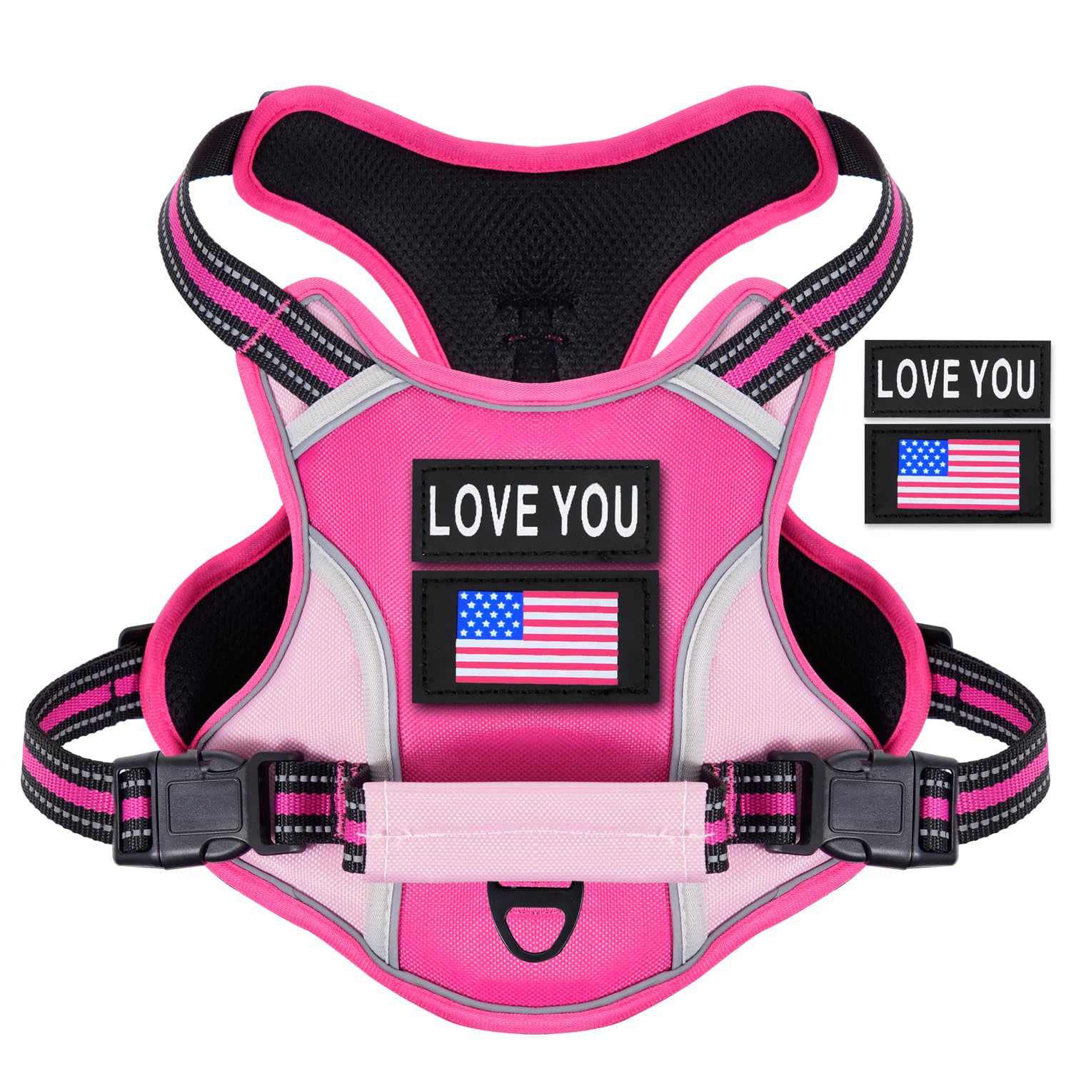 Wocume Dog Vest Harness For Medium Dogs With 2 Dog Patches, No Pull Adjustable Harness With Handle For Walking Training, Reflect