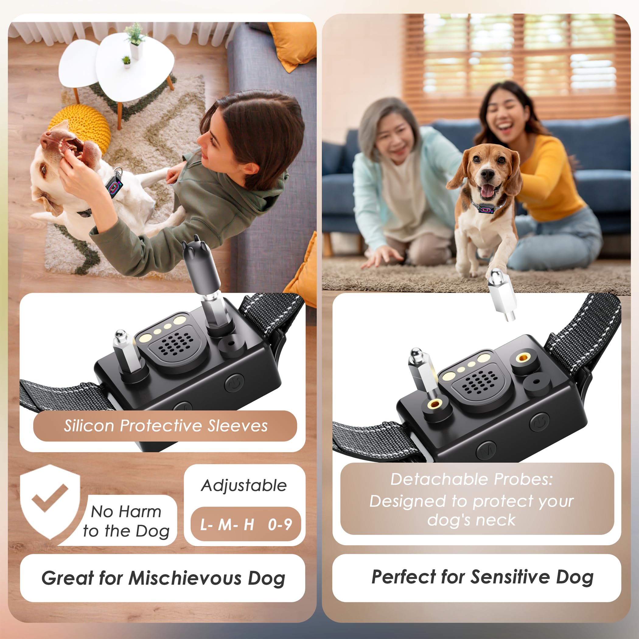 Zaguren Dog Bark Collar, 2025 Smart Bark Collar For Dogs Large Medium Small 5-130 Lbs, Bark Collar 9 Adjustable Sensitivity 5 Tr