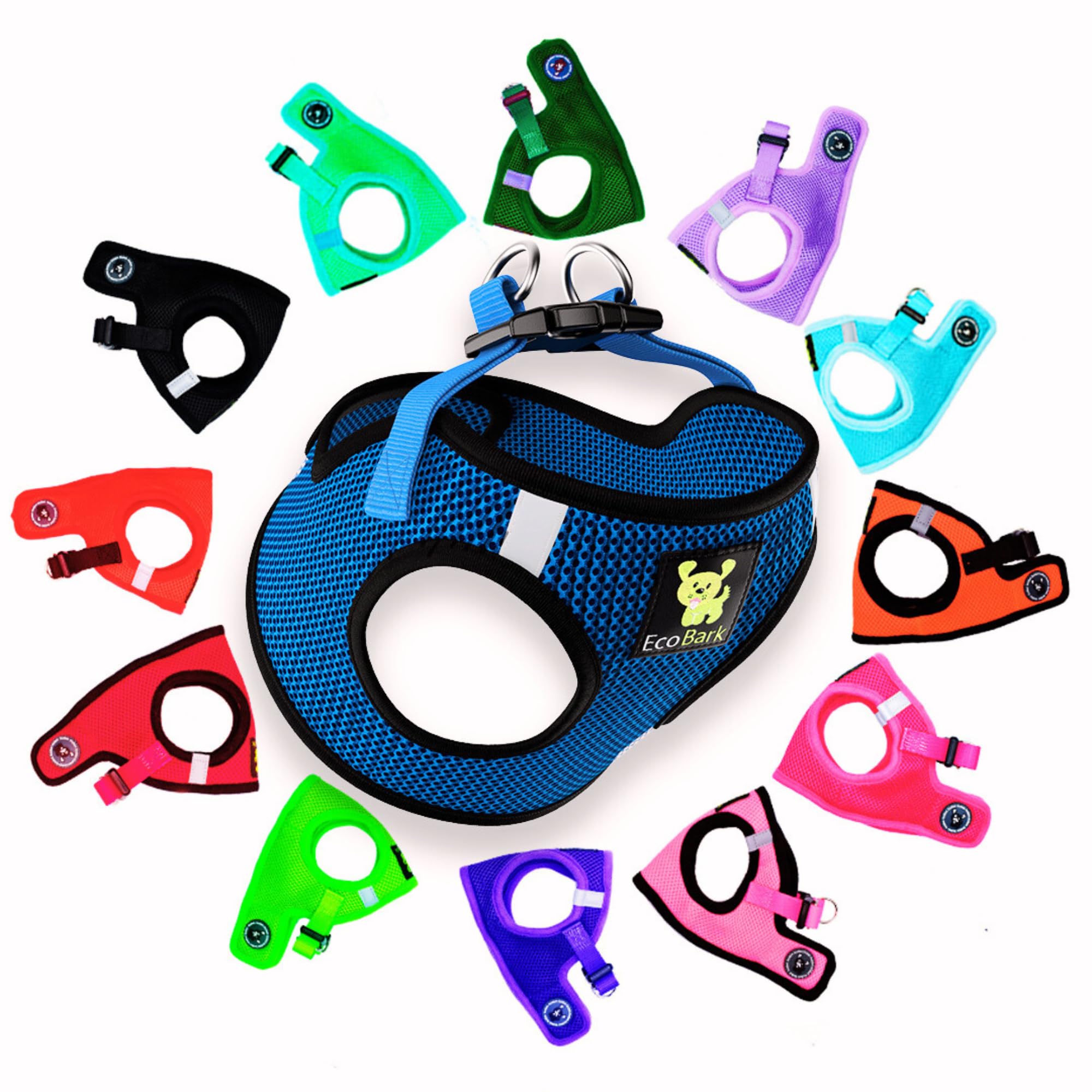 Ecobark Dog Harness - Teacup Dog Harnesses For Xxs, Xs, And Small Dogs - Step In Mesh Mini Body Halter - Puppy To Senior Dogs - Toy Breed Dog Harness Vest Under 5 Pounds Lbs (Xxxs, Bright Blue)
