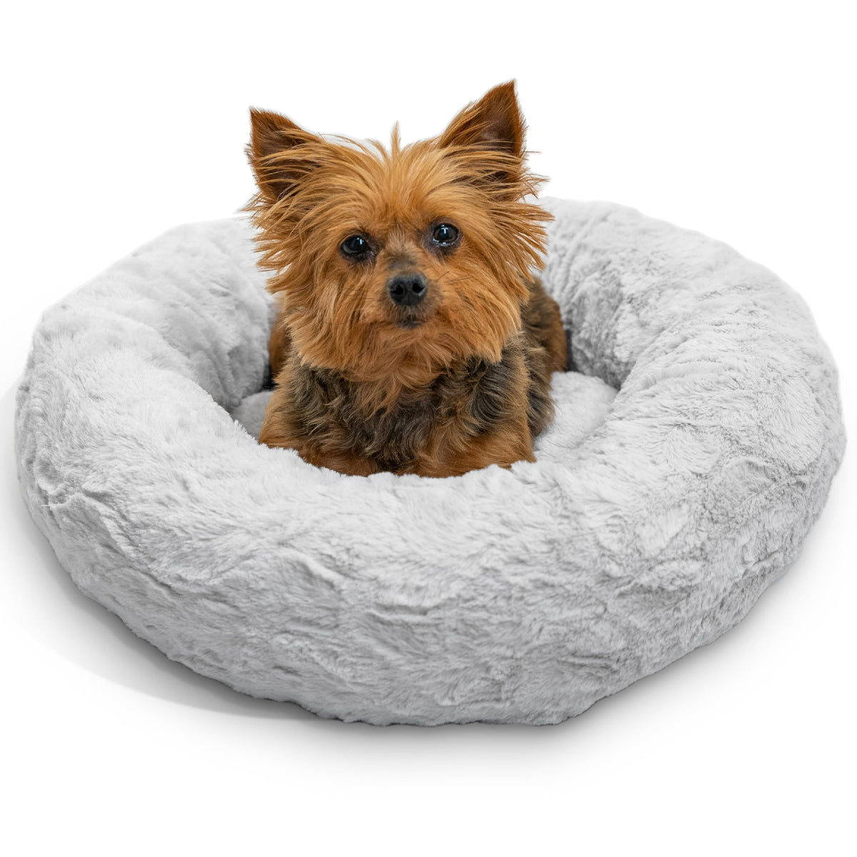 Best Friends By Sheri The Original Calming Donut Dog And Cat Bed In Shag Fur, Gray, Extra Small, 18X18