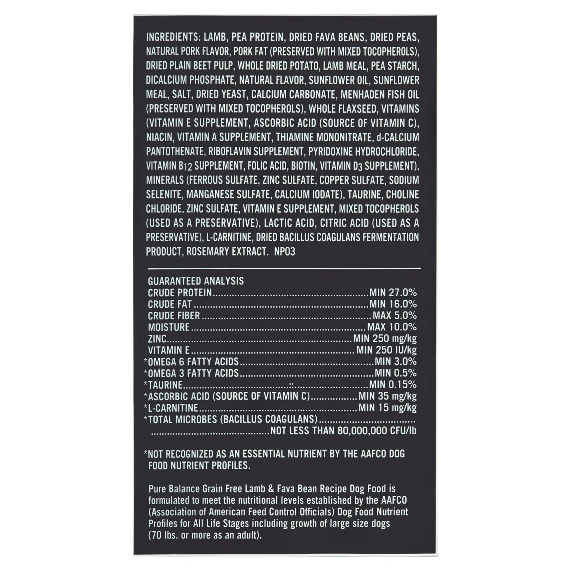 Pure Balance Grain-Free Lamb & Fava Bean Dry Dog Food, 24 lb Bag, Real Lamb First, No Corn Wheat Soy, Digestive Health, Immune S