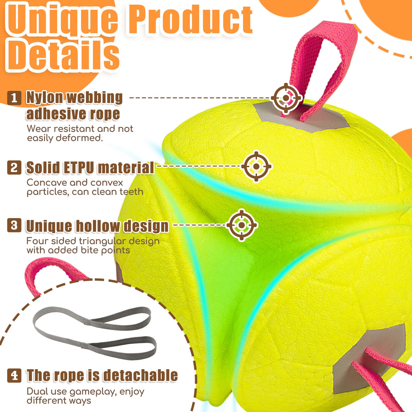 Moonorange 6 Inch Og Toys Soccer Ball With Nylon Straps Interactive Durable For Tug Of War Water Gifts For Puppy Birthday Indoor