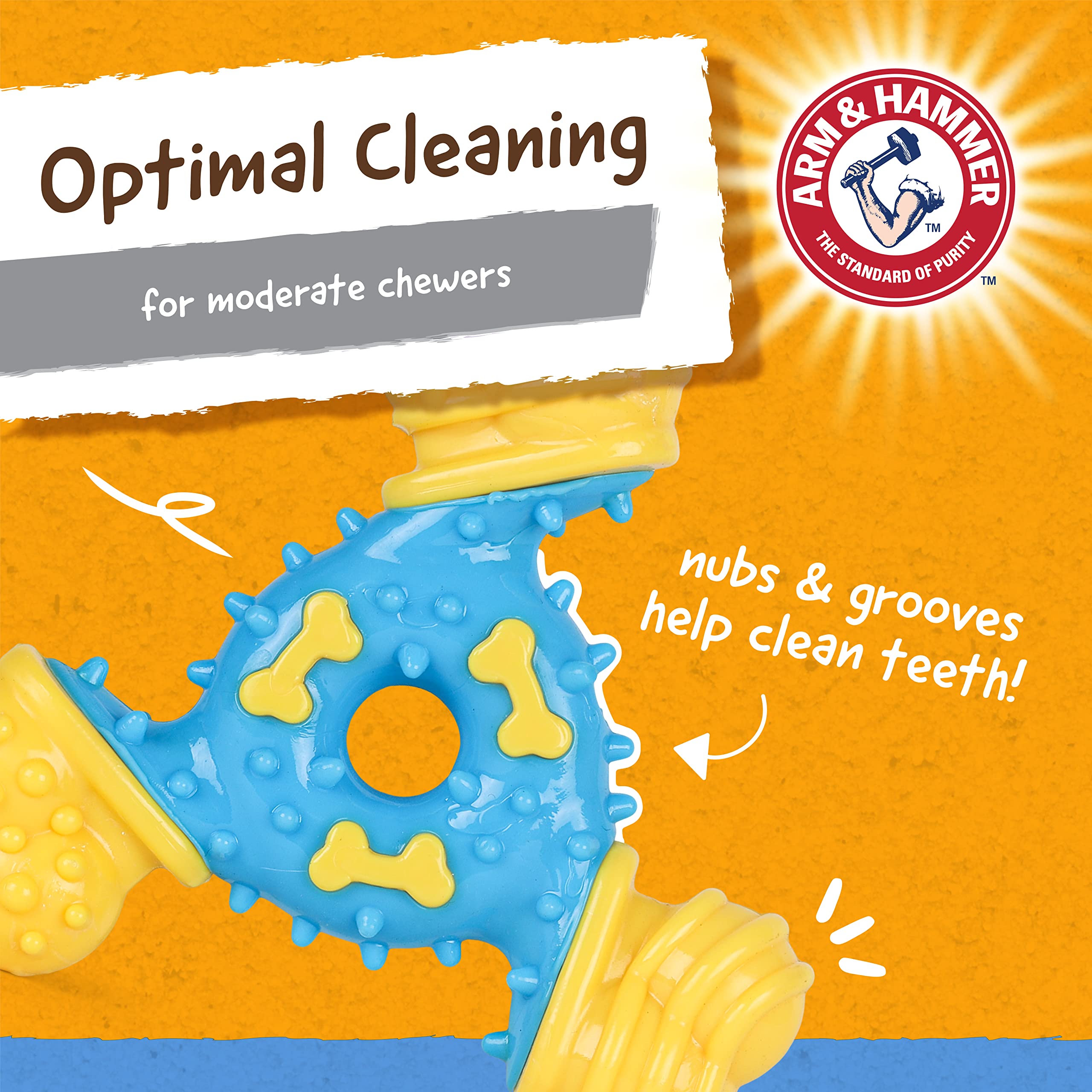 Arm & Hammer for Pets Nubbies TriBone Dog Dental Toy Best Dog Chew Toy for Moderate Chewers Dog Dental Toy Helps Reduce Plaque &