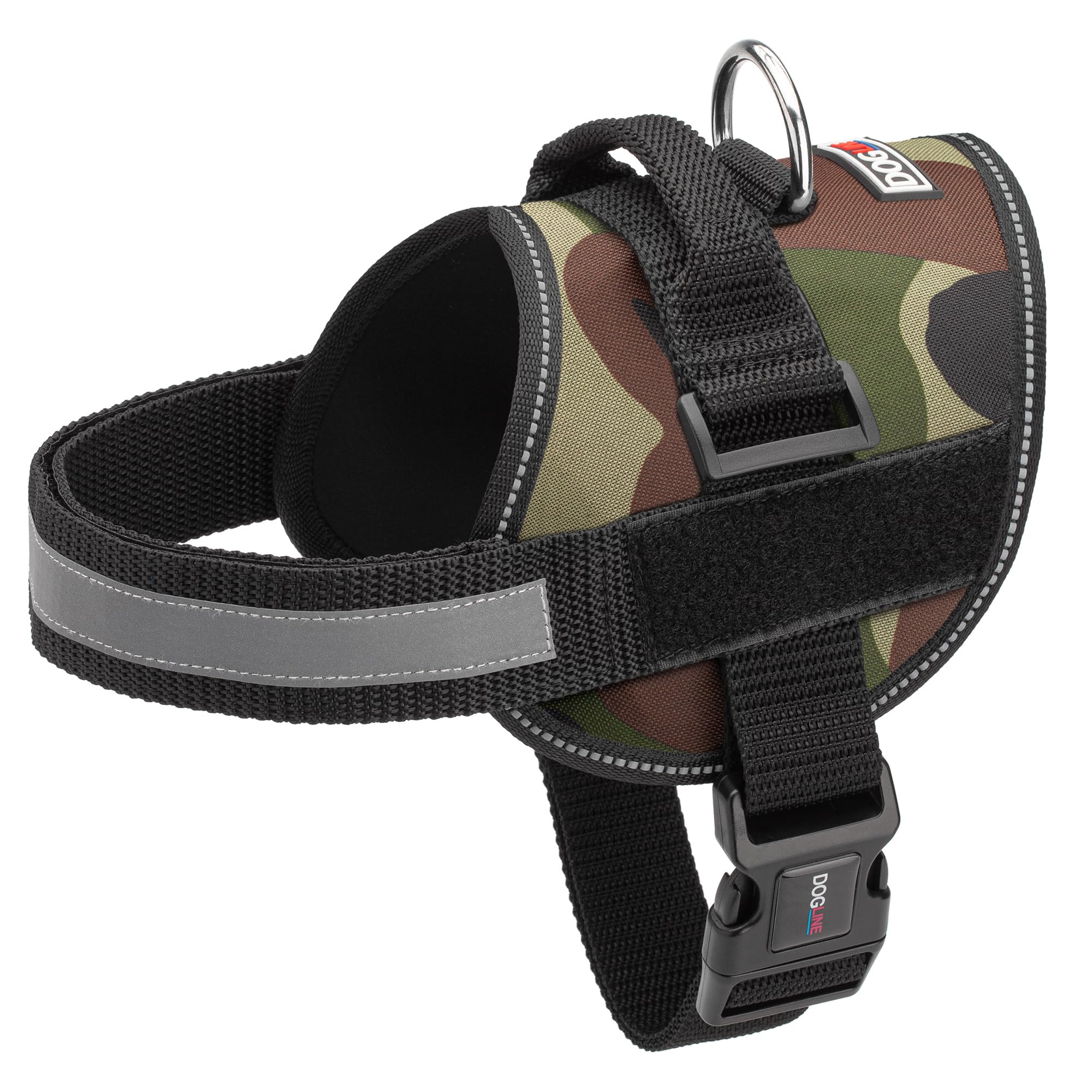 Dog Harness, Reflective No-Pull Adjustable Vest With Handle For Walking, Training, Service Breathable No - Choke Harness For Small, Medium Or Large Dogs Room For Patches Girth 36 To 46 In Green Camo