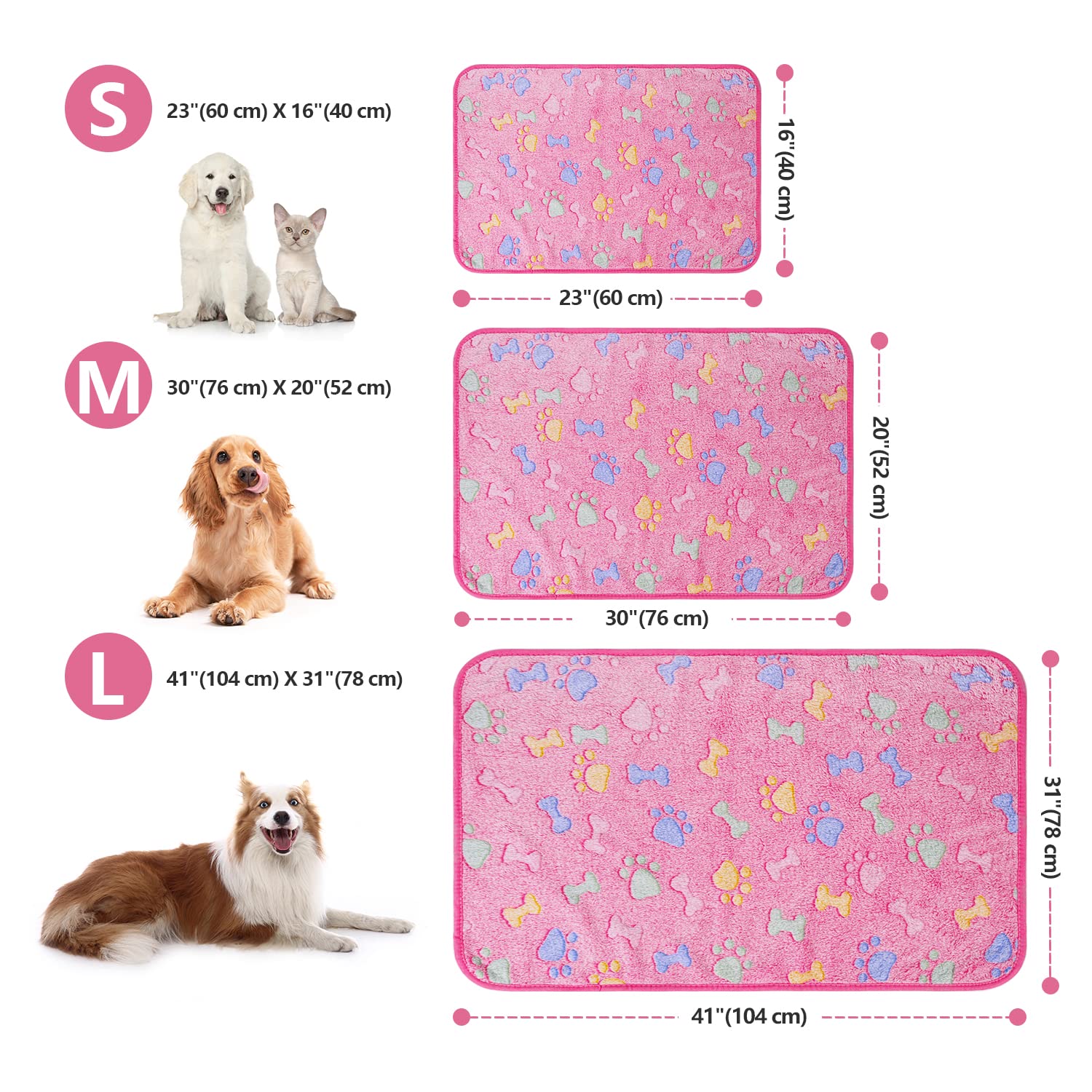 Leapsheep Pet Blankets For Dogs Cats - 3Pack Bone Pattern Super Soft Fluffy Dog Blankets For Small Medium Large Doggy Kitten (Bone, Small)