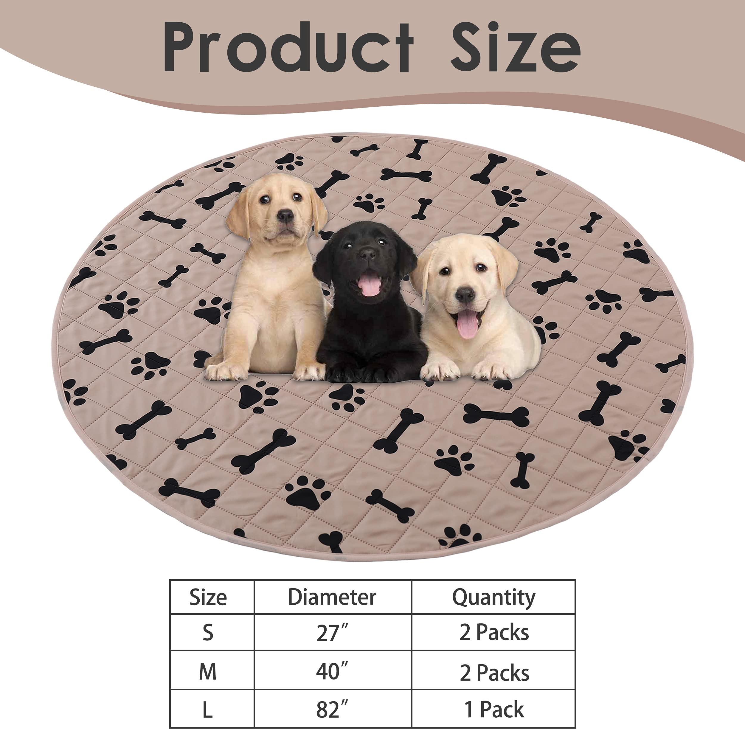 Dog Crate Pee Pads - Wahable Dog Rugs Non-Slip Puppy Pads For Small Dogs, Water Absorb Training Pads (40Round (2Pack), Beige)