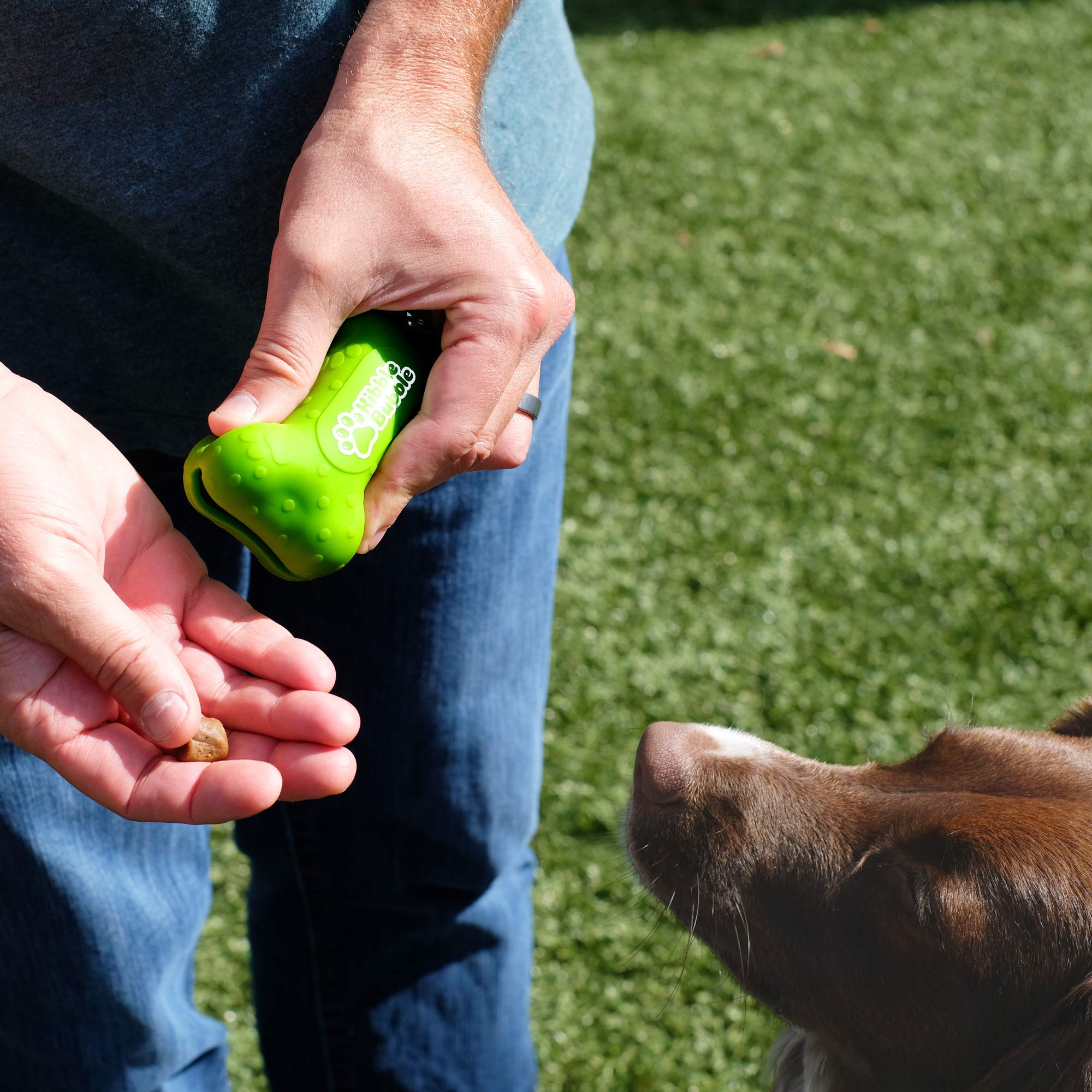 Kibble Bubble Dog Treat Pouch, Bone, Green