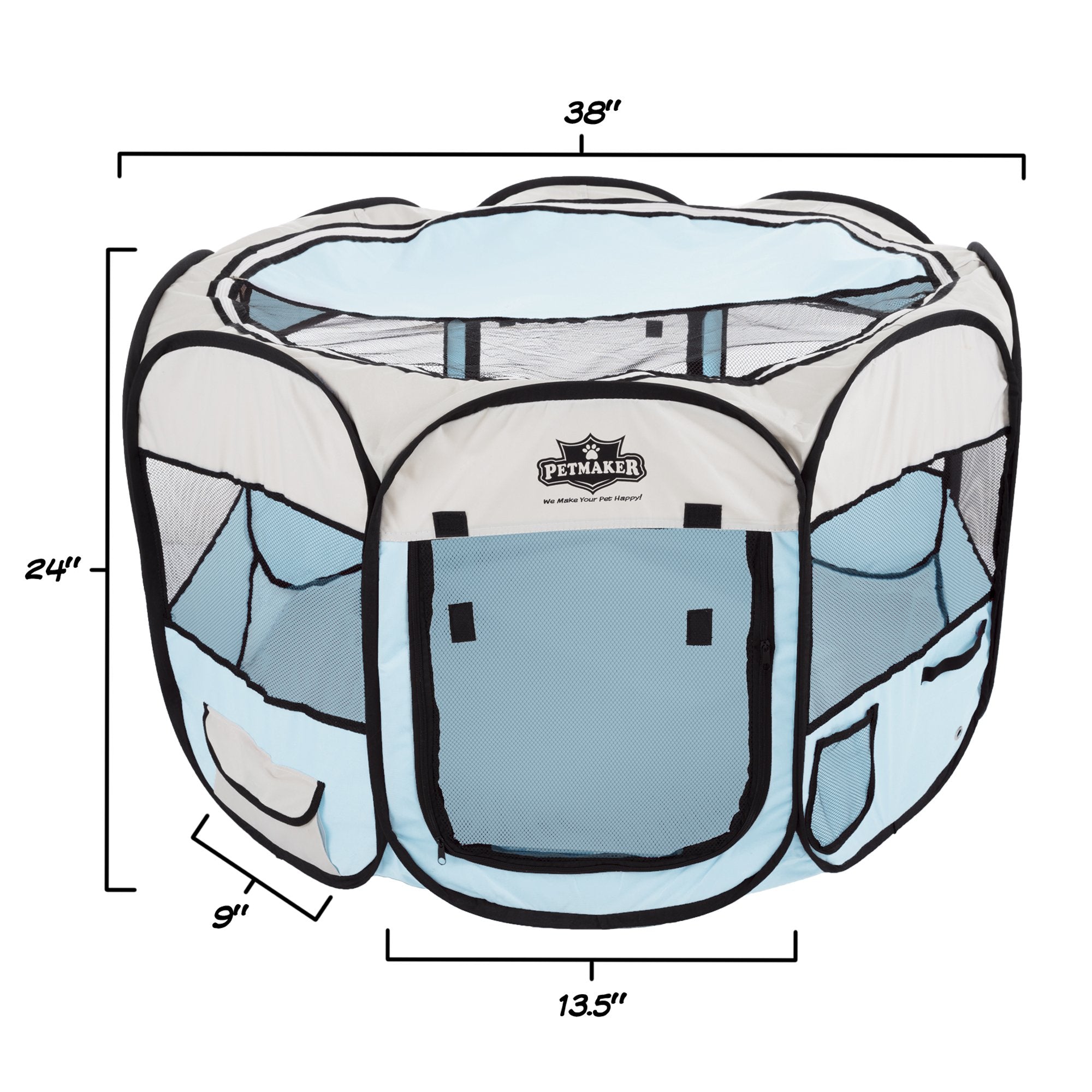 Pop-Up Pet Playpen - 38-Inch Indoor And Outdoor Dog Kennel With Carrying Bag - Portable Pet Enclosure For Dogs And Small Animals