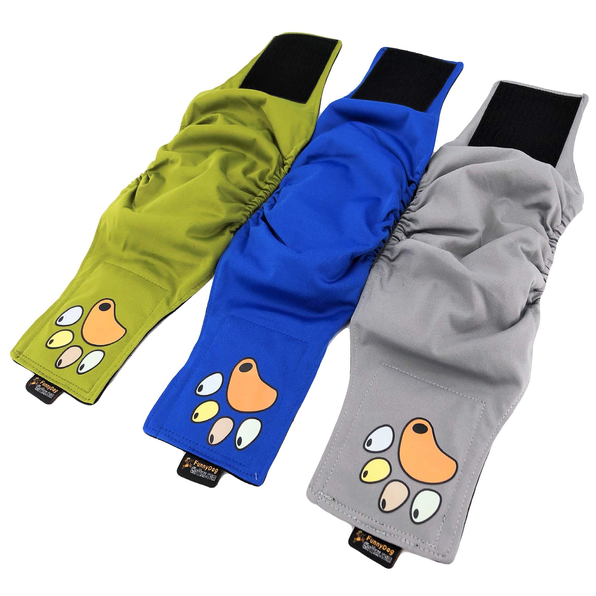Pack of 6 Male Dog Diapers 4 - Layers of Absorbent Pads Waterproof Leak Proof Belly Band Wrap Washable (M: Waist 12 - 16, Pack o