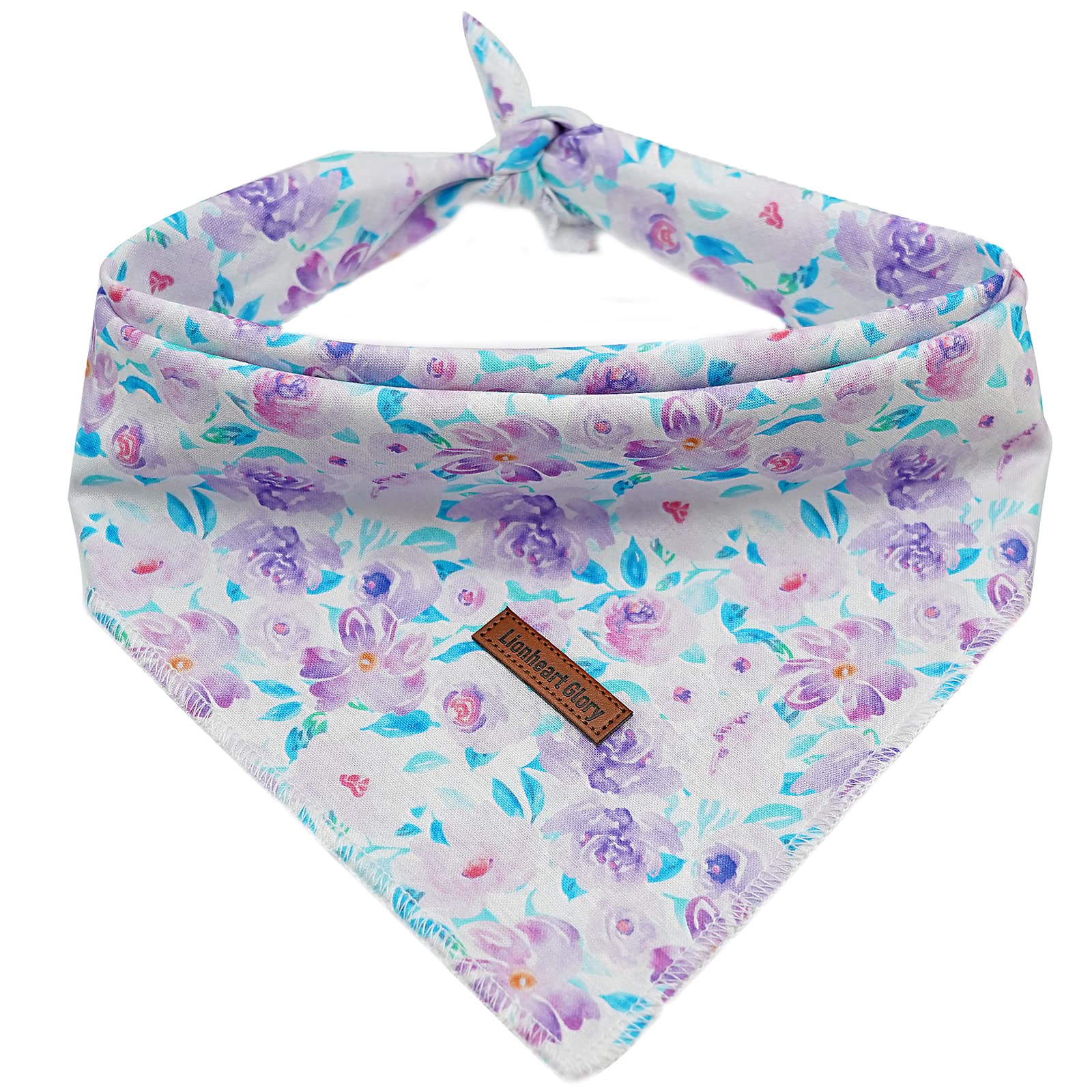 Lionheart Glory Floral Print Dog Bandana 1 Pack Washable Soft Dog Scarf, Square Adjustable Girl Dog Bandanas For Medium Large Do