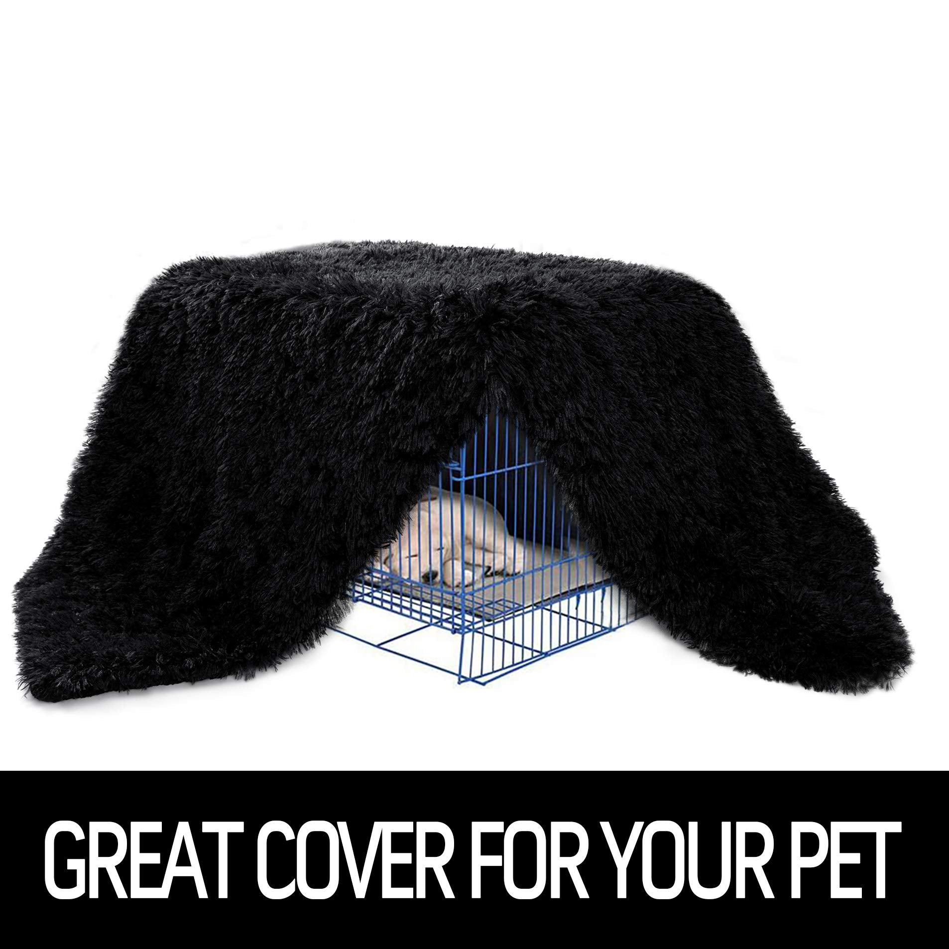 Lochas Luxury Fluffy Dog Blanket, Extra Soft And Warm Sherpa Fleece Pet Blankets For Dogs Cats, Plush Furry Faux Fur Puppy Throw Cover, 40''X60'' Black