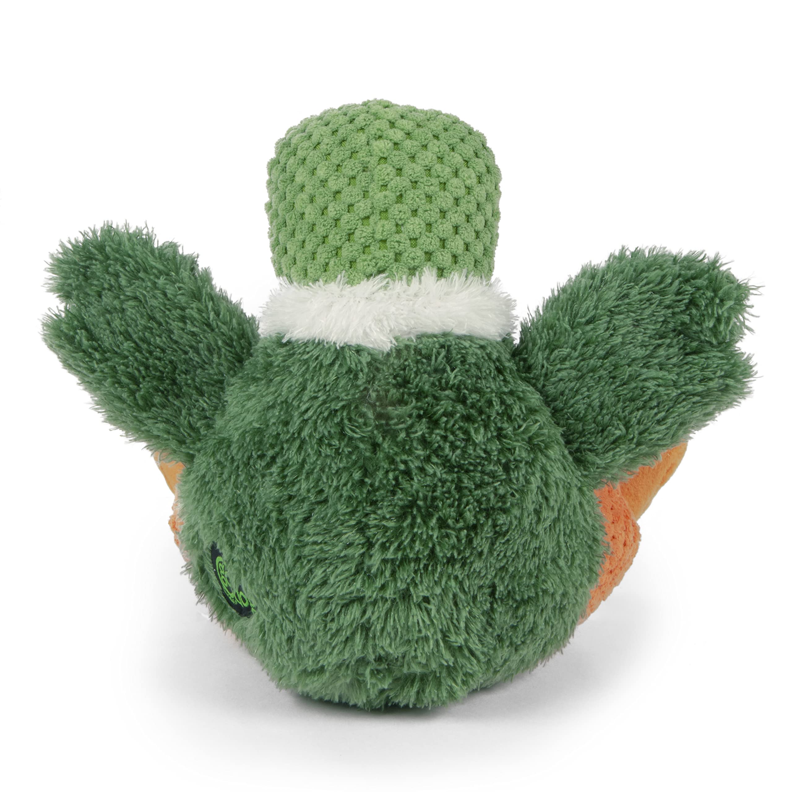 Godog Checkers Sitting Duck Squeaky Plush Dog Toy, Chew Guard Technology - Green, Small