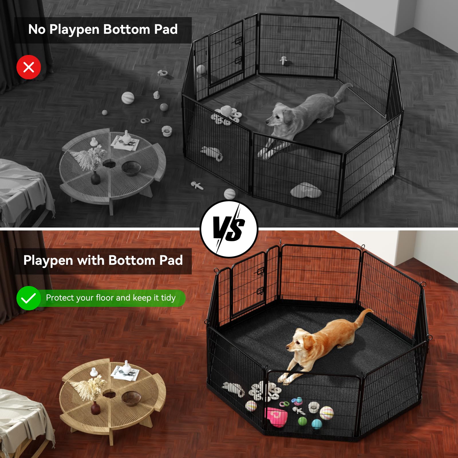 Pjyucien Dog Playpen Bottom Pad(Only Bottom Pad, No Playpen)- Stabilize The Dog Play Pen, Easy To Clean And Waterproof, Fits Mos
