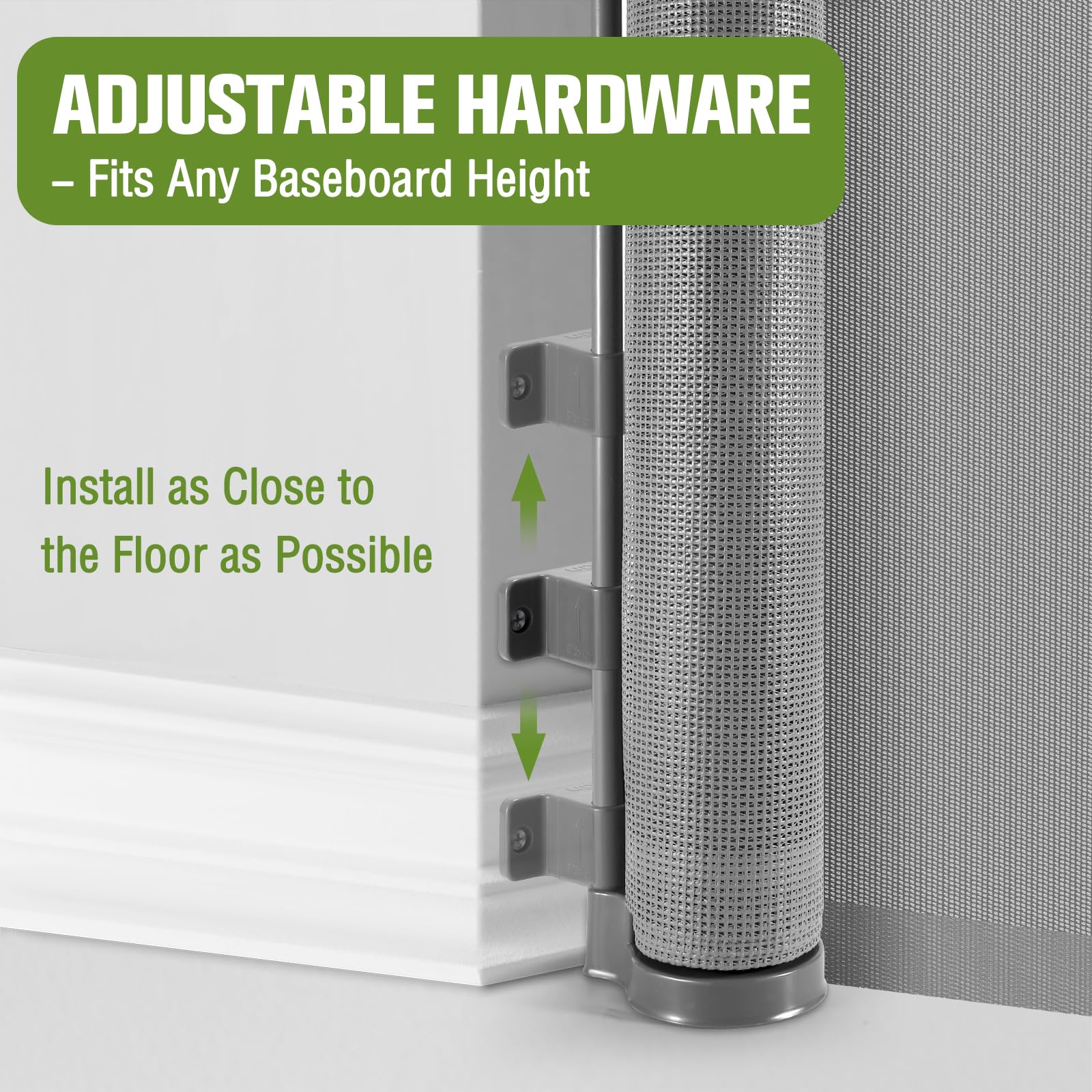 Retractable Baby Gates 65' Wide Baby Gate For Stairs Retractable Dog Gate Indoor Mesh Baby Gate Outdoor Retractable Gate Stair Gates For Kids Or Pets Child Gate Dog Gates For Doorways, Decks, Gray