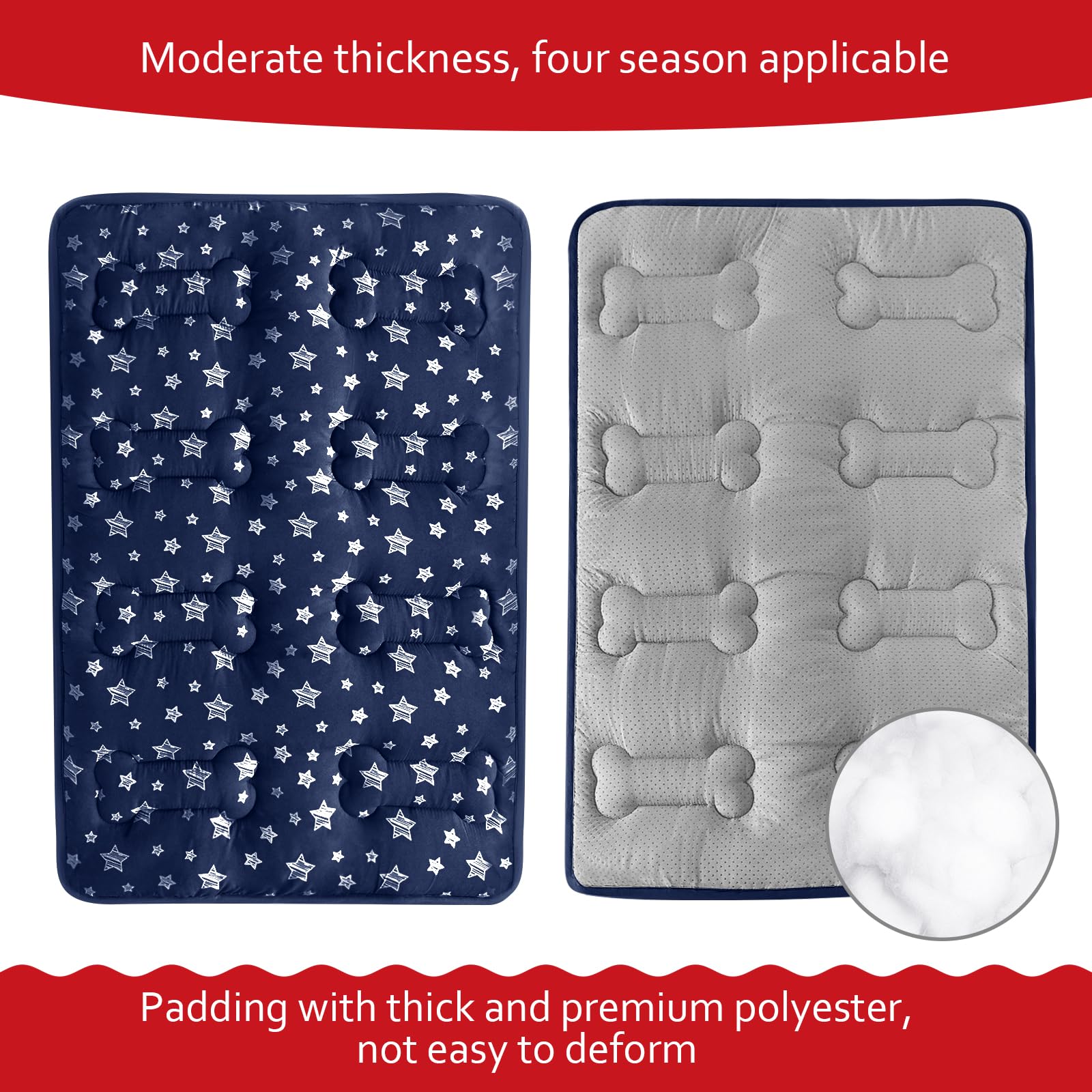 Dog Crate Mat (36'' X 23''), Soft Dog Bed Mat with Cute Prints, Personalized Dog Crate Pad, Anti-Slip Bottom, Machine Washable K