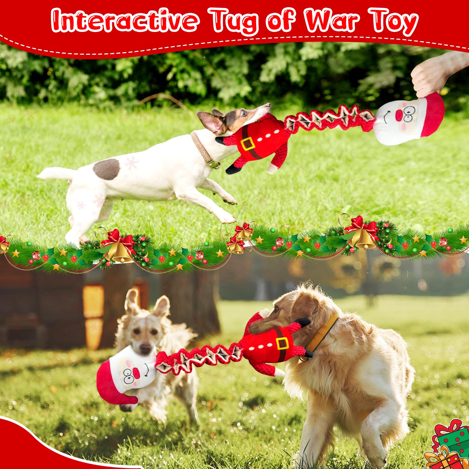 Kachewlulu Christmas Large Interactive Dog Toys: Squeaky Plush Stuffed Dog Toy For Large Dogs - Big Chew Santa Dogs Toys For Pup