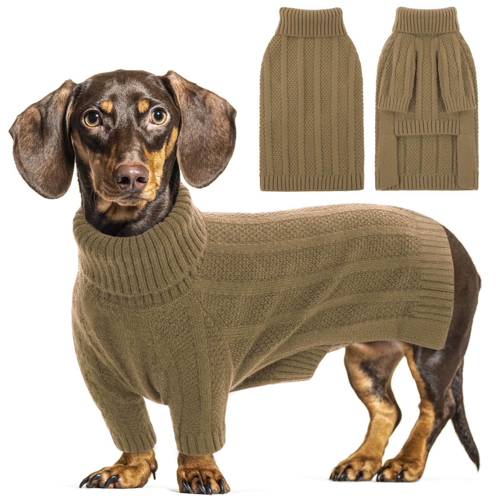 Queenmore Dog Sweater For Girls Boys, Xmas Turtleneck Knitted Pullover For Cat, Cold Weather Pet Apparel For Male Female Doggie 