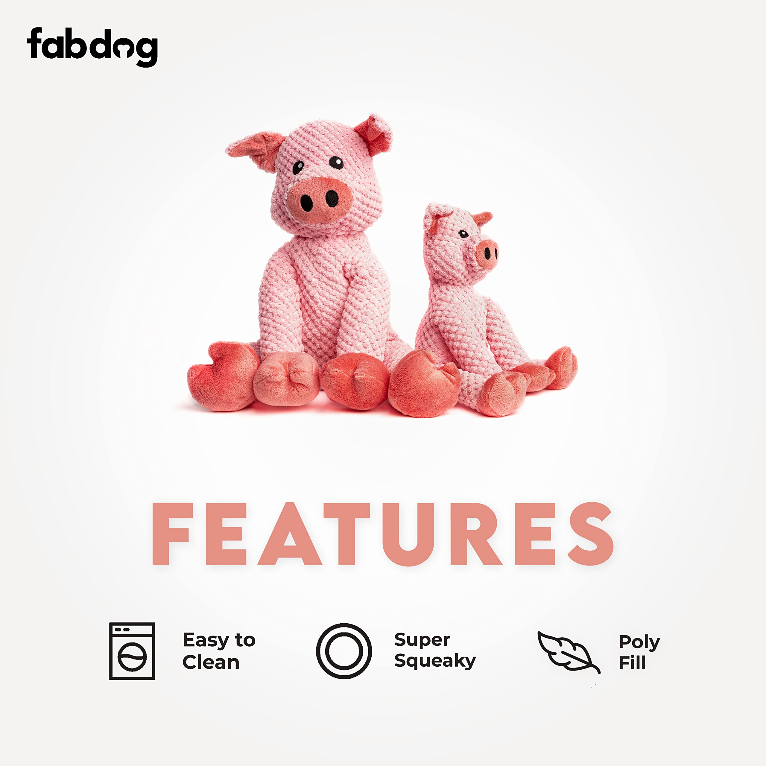Fabdog, Inc. Floppy Pig Dog Toys (Small), Large Breeds