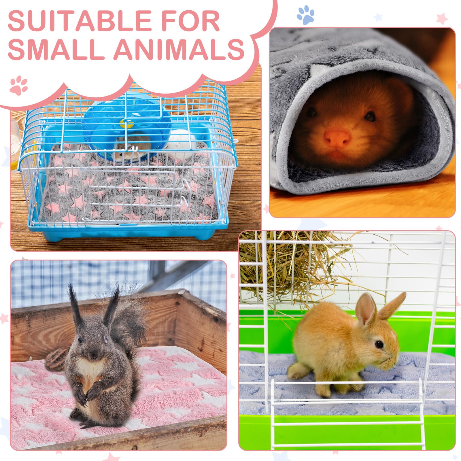 8 Pcs Guinea Pig Bedding Cage Liners Bulk Blankets Small Animal Flannel Throw Bedding Waterproof Absorbent Reusable Pet Pee Slee