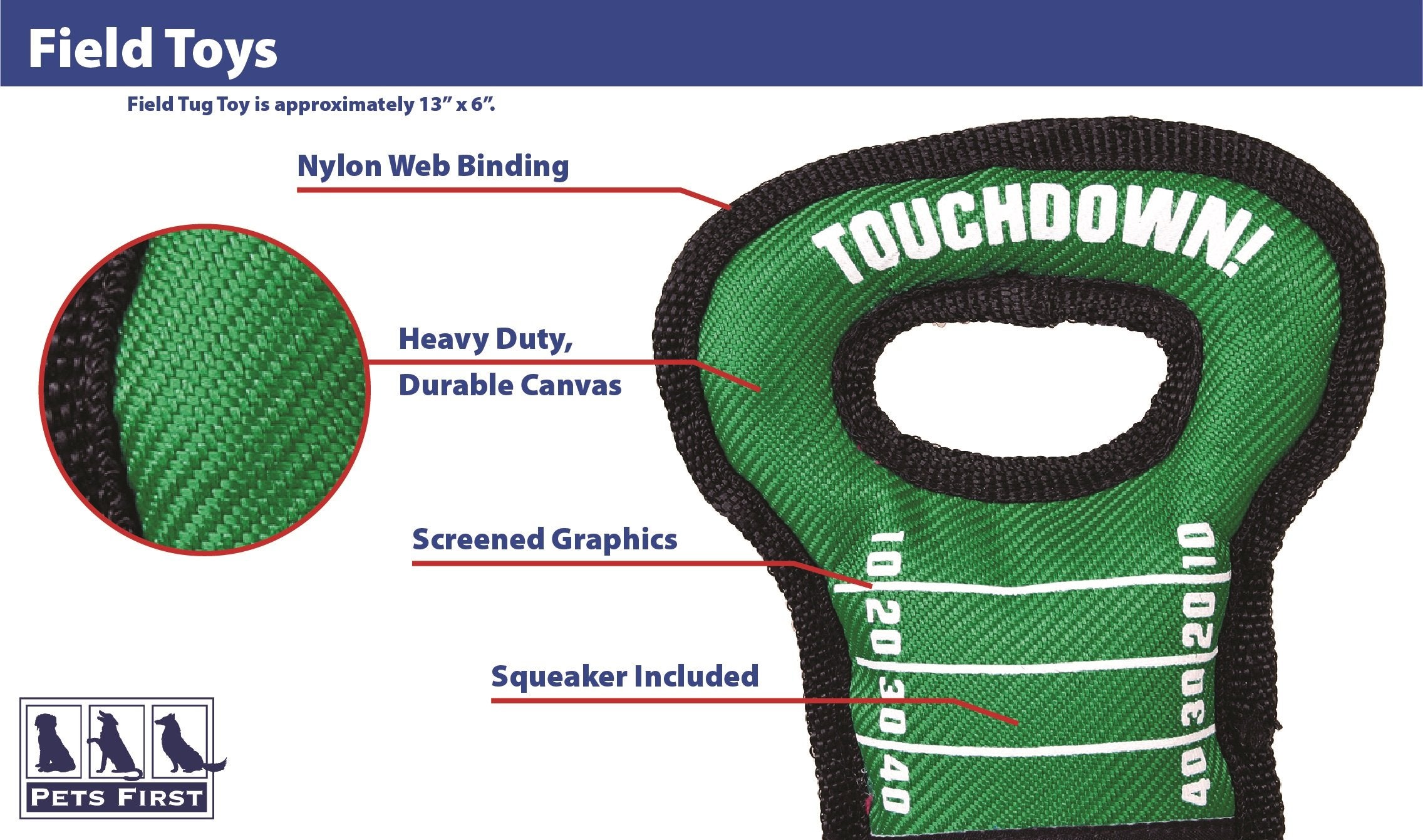 Pets First Ncaa Football Field Dog Toy With Squeaker. - Kansas Jayhawks - For Tug, Toss, And Fetch. - Tough& Durable Pet Toy