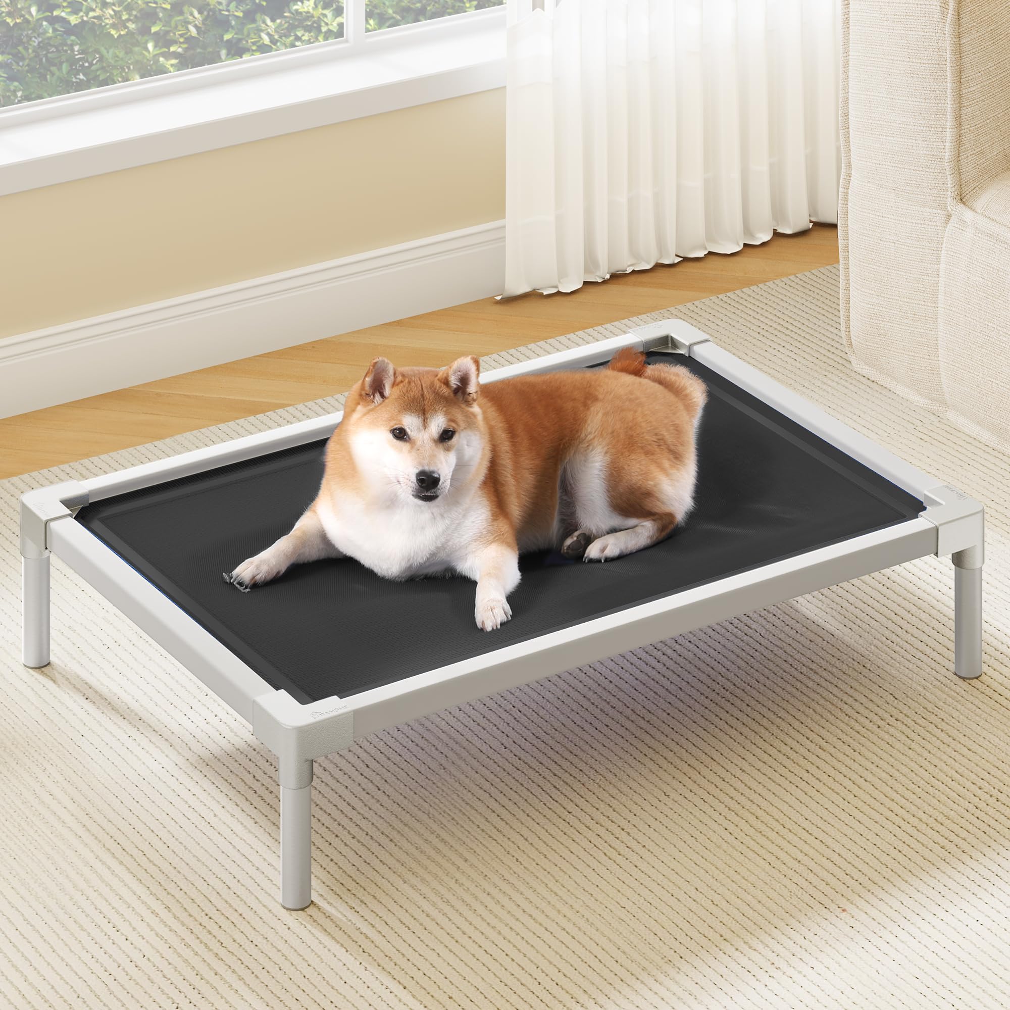 Yitahome 42 Inch Cooling Elevated Dog Bed, Sturdy Dog Bed With Aluminum Frame, Breathable Textilene Mesh, Enclosed Edges, Non-Sl