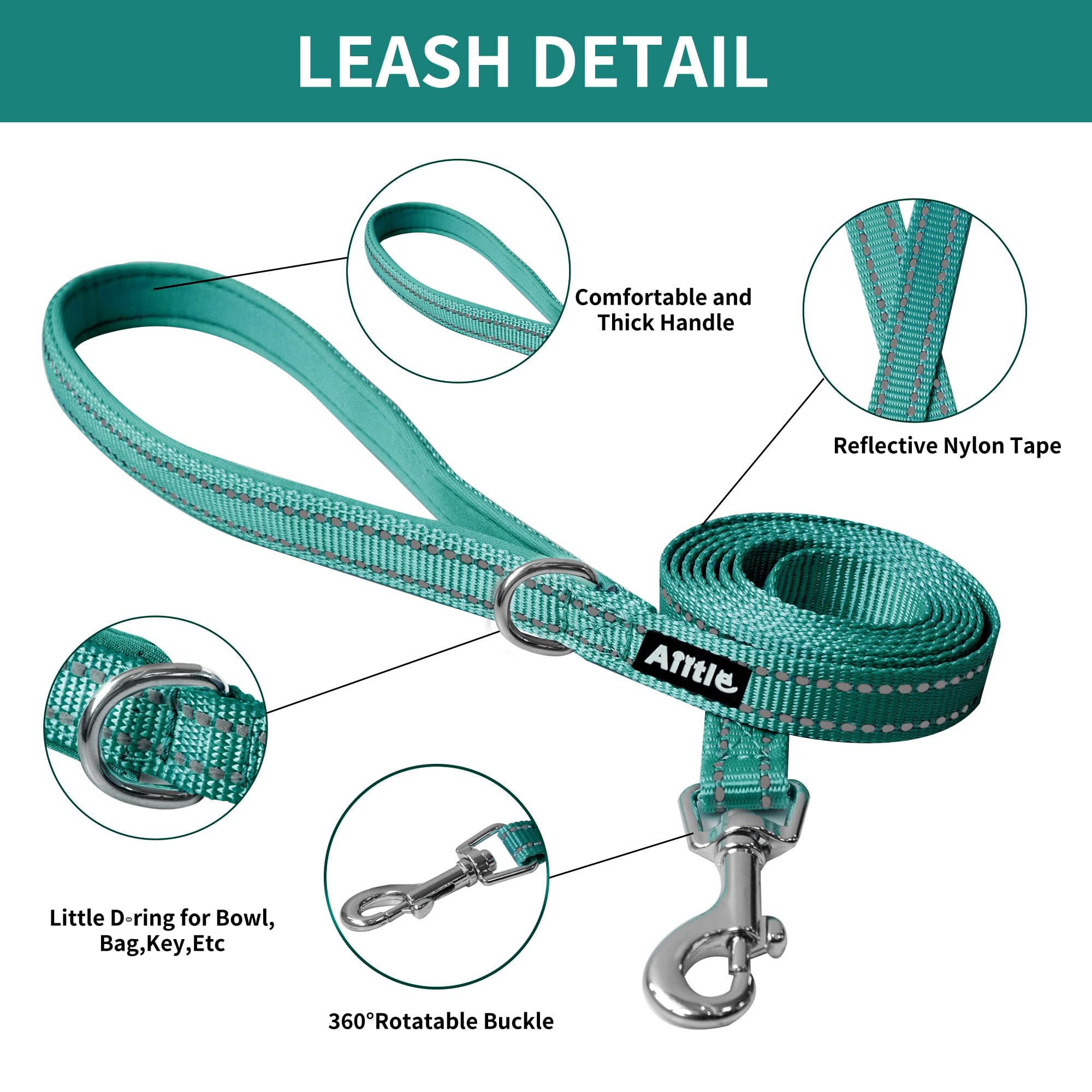 Aiitle Easy Walk Dog Harness And Leash Set - No Pull, Step In Adjustable Dog Harness With Padded Vest For Small Dogs, Turquoise