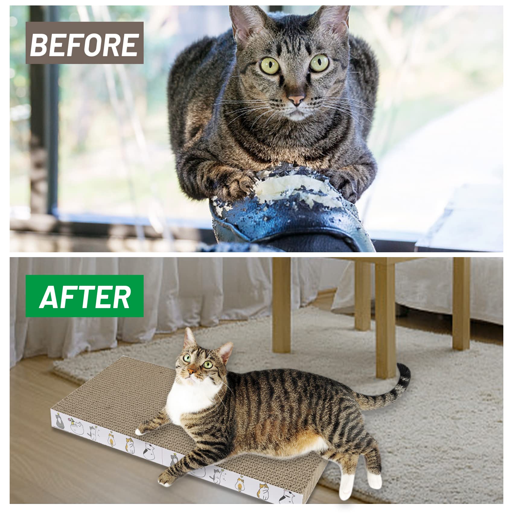 Patiencet Cat Scratcher Cardboard 5 Pcs Cat Scratch Pad Reversible Scratcher Texture Design Durable Cat Scratching Pad