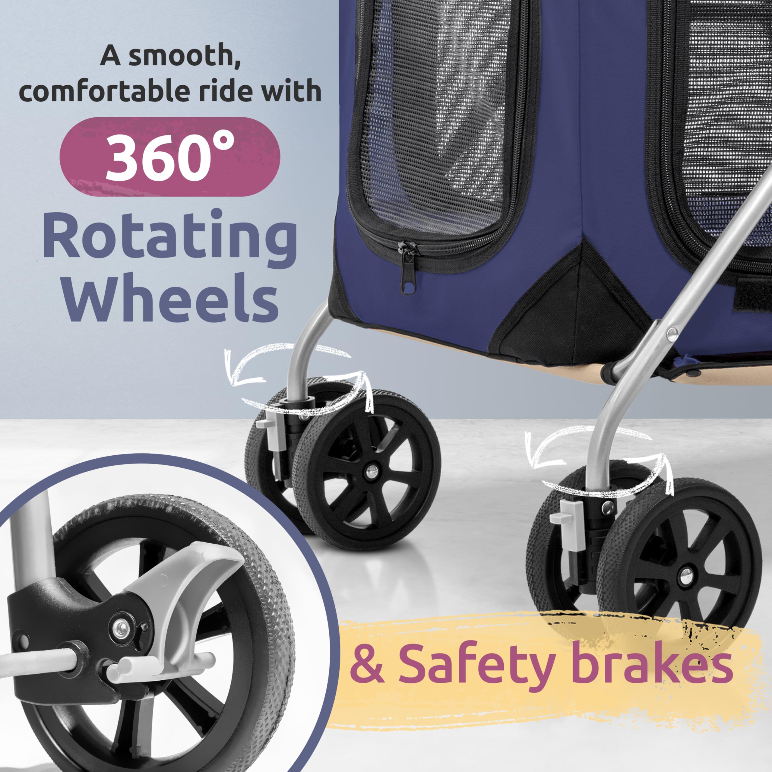 Petluv Dog Stroller, Cat Stroller, Pet Stroller, Cat Strollers For 2 Cats, Dog Stroller For Small Dogs 10 Lbs, Dog Stroller For Medium Dogs 45 Lbs, Pet Stroller Cats, Dog Cart Puppy Stroller Pet Wagon