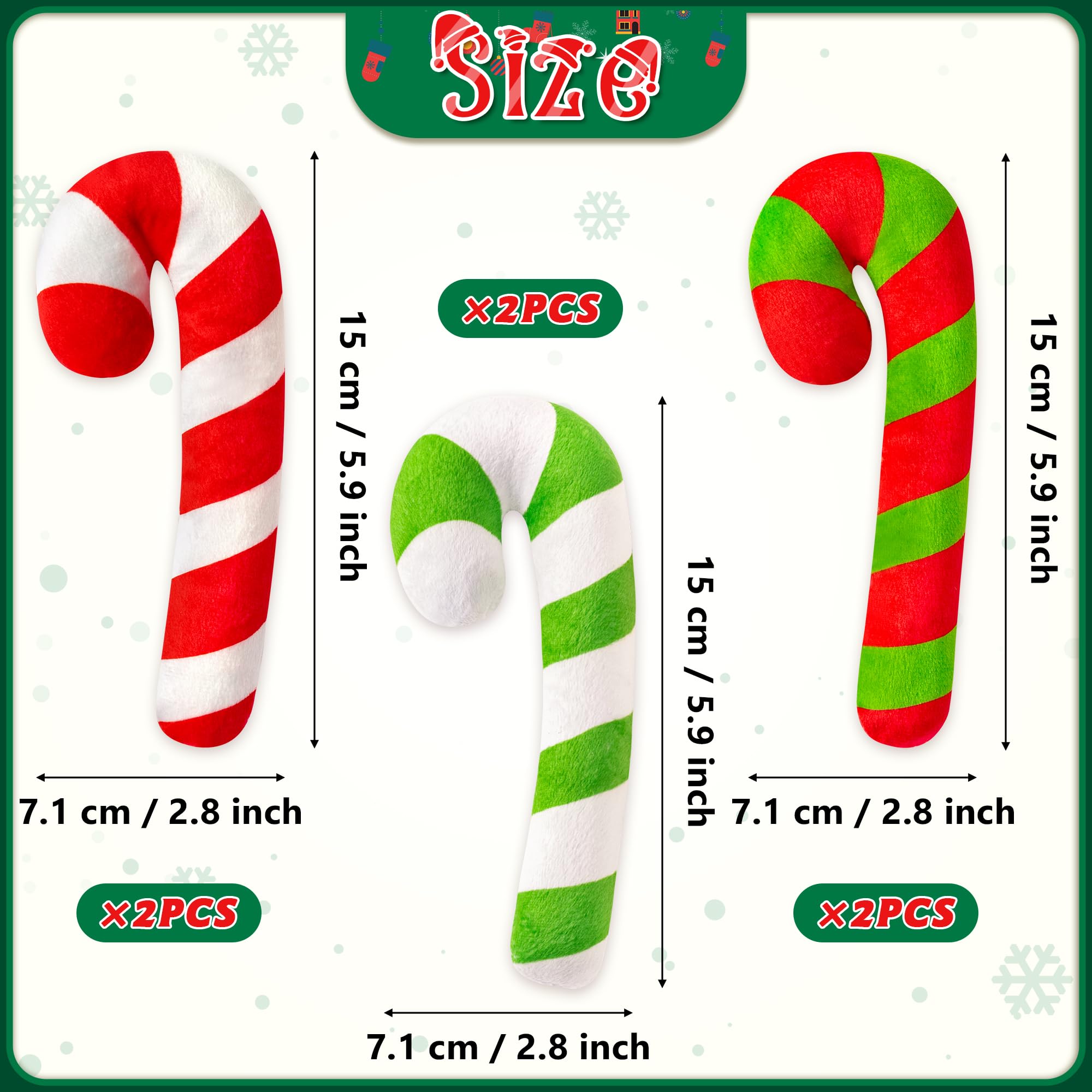 Mallmall6 6Pcs Christmas Candy Cane Catnip Toys Gift For Indoor Chew Bite Kick Catmint Pet Supplies, Cute Interactive Toy For Ca
