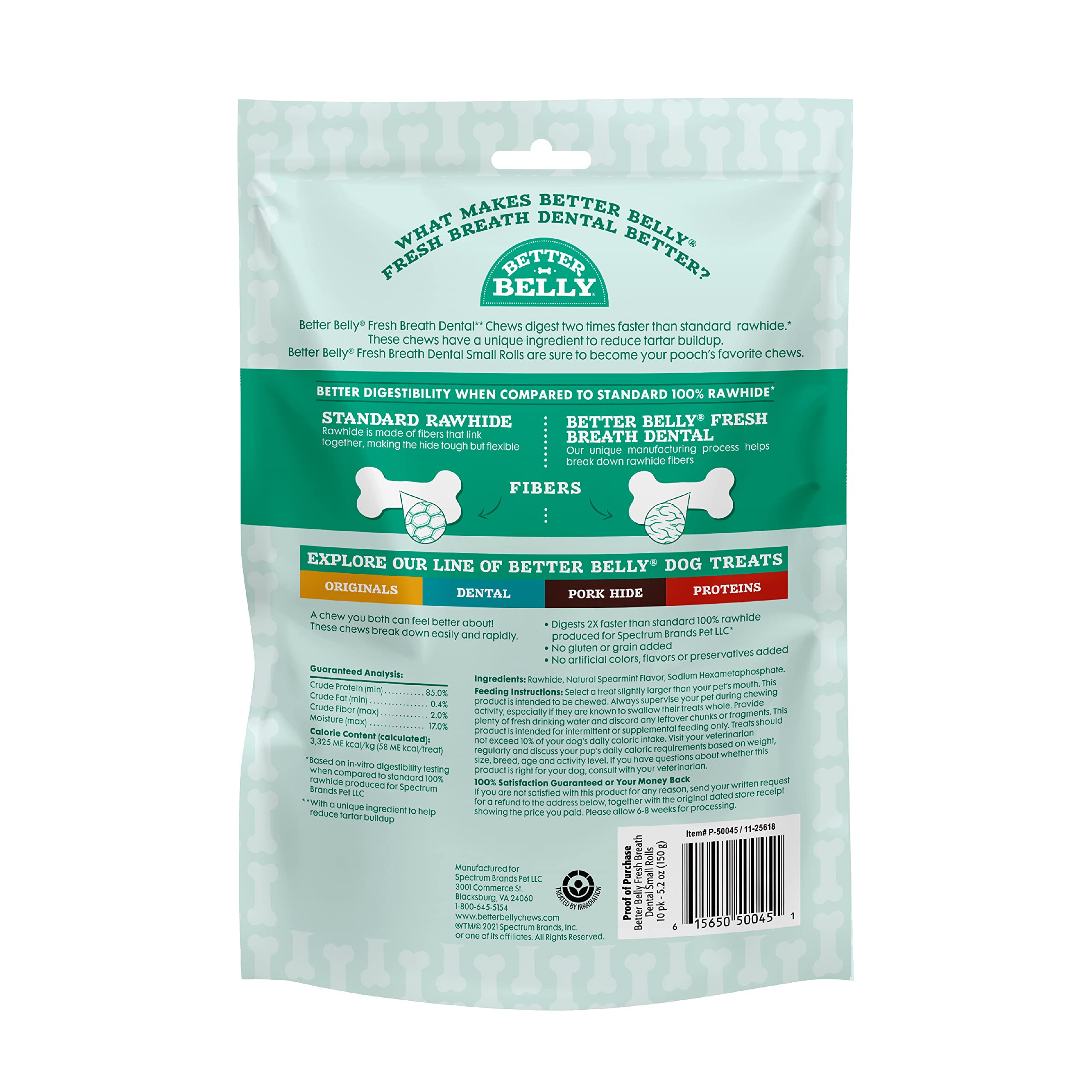 Better Belly Fresh Breath Dental Small Rolls, Dog Chews, 10 Count, Small 10-Count