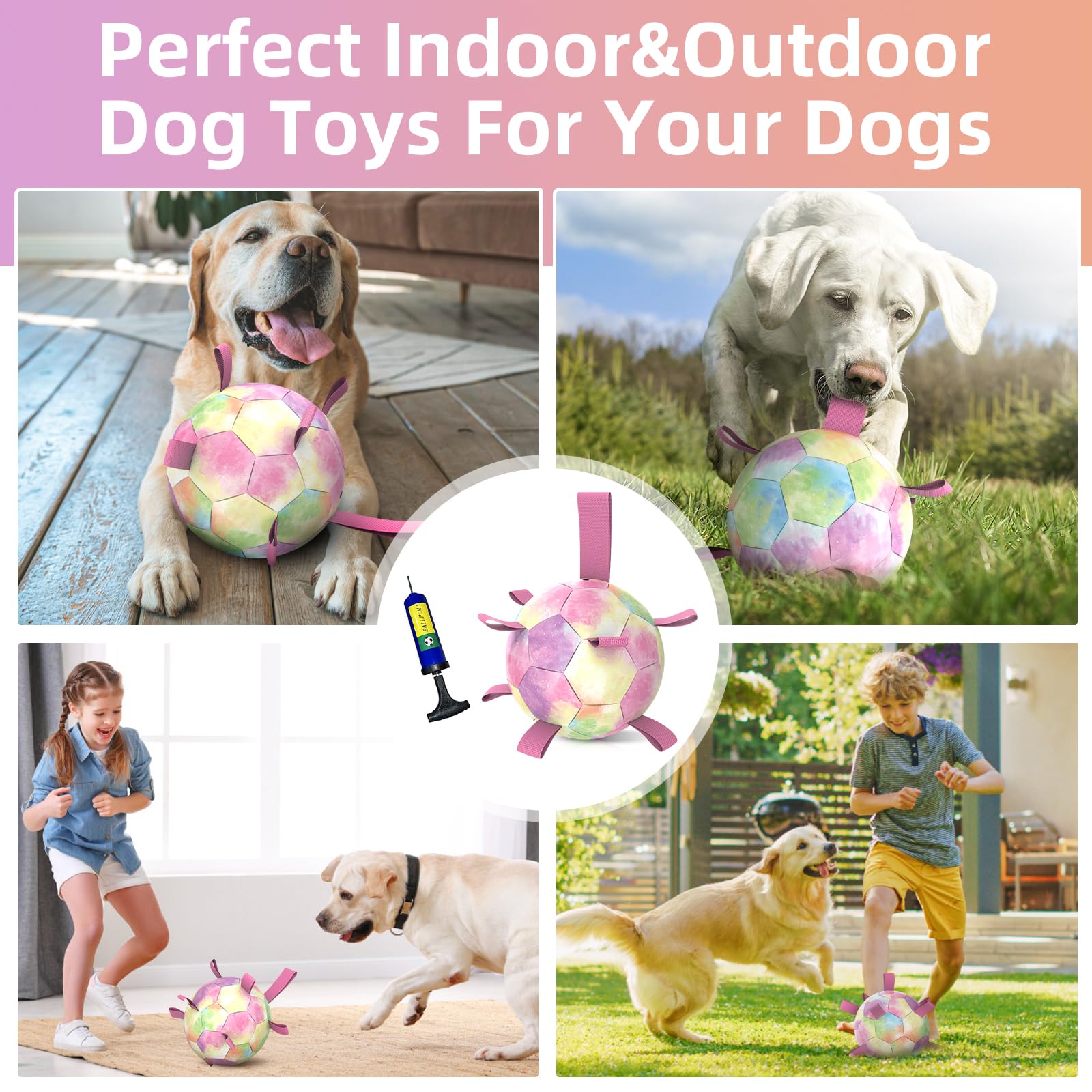 Qdan Extra Large Dog Toys Soccer Ball - Durable Dog Balls For Extra Large Dogs, Beach Pool Dog Water Toy, Interactive Dog Toys F