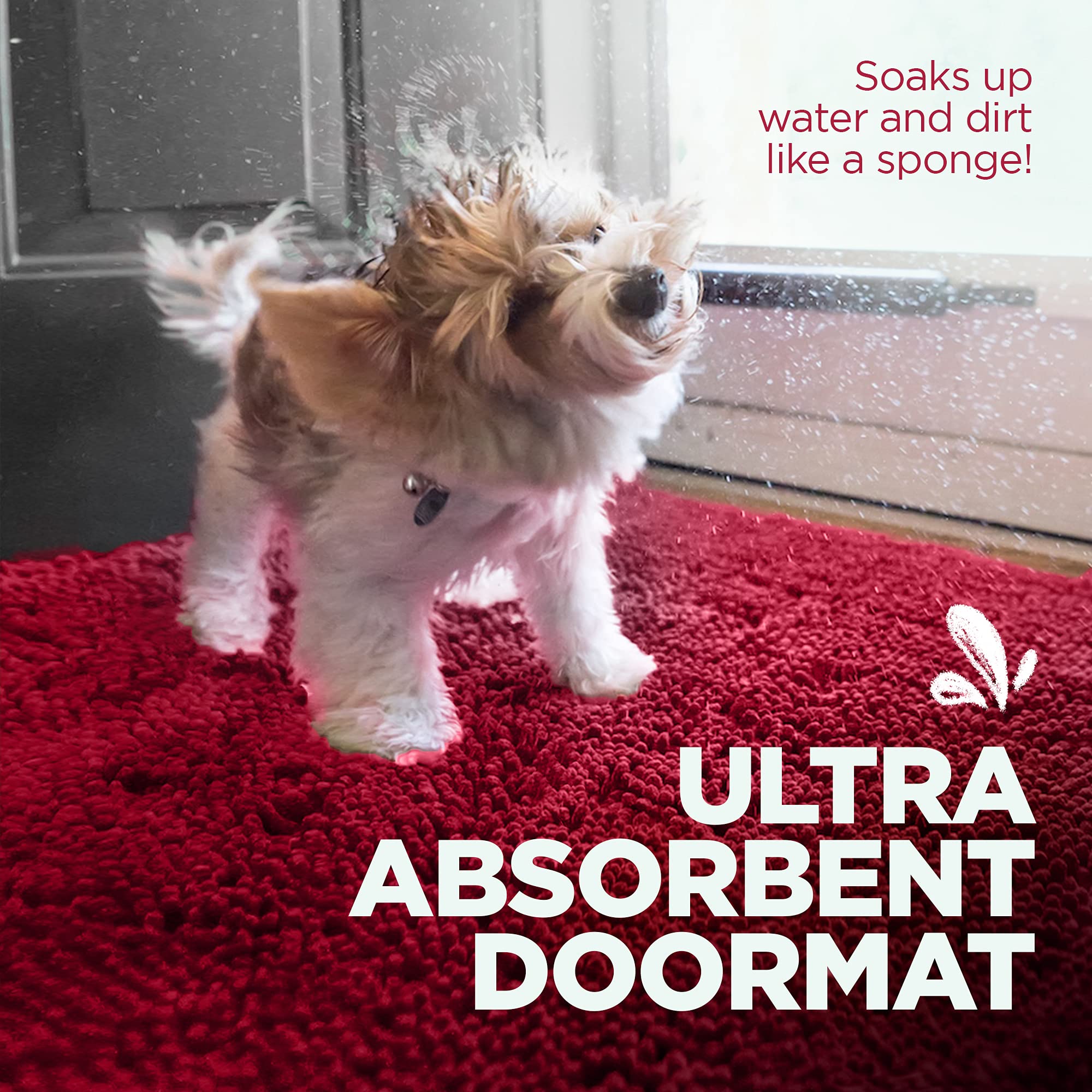 Soggy Doggy Doormat with Plain Design, Microfiber Chenille Indoor Wet Dog Mat for Muddy Paws and Drying, Ultra-Absorbent Dog Mat