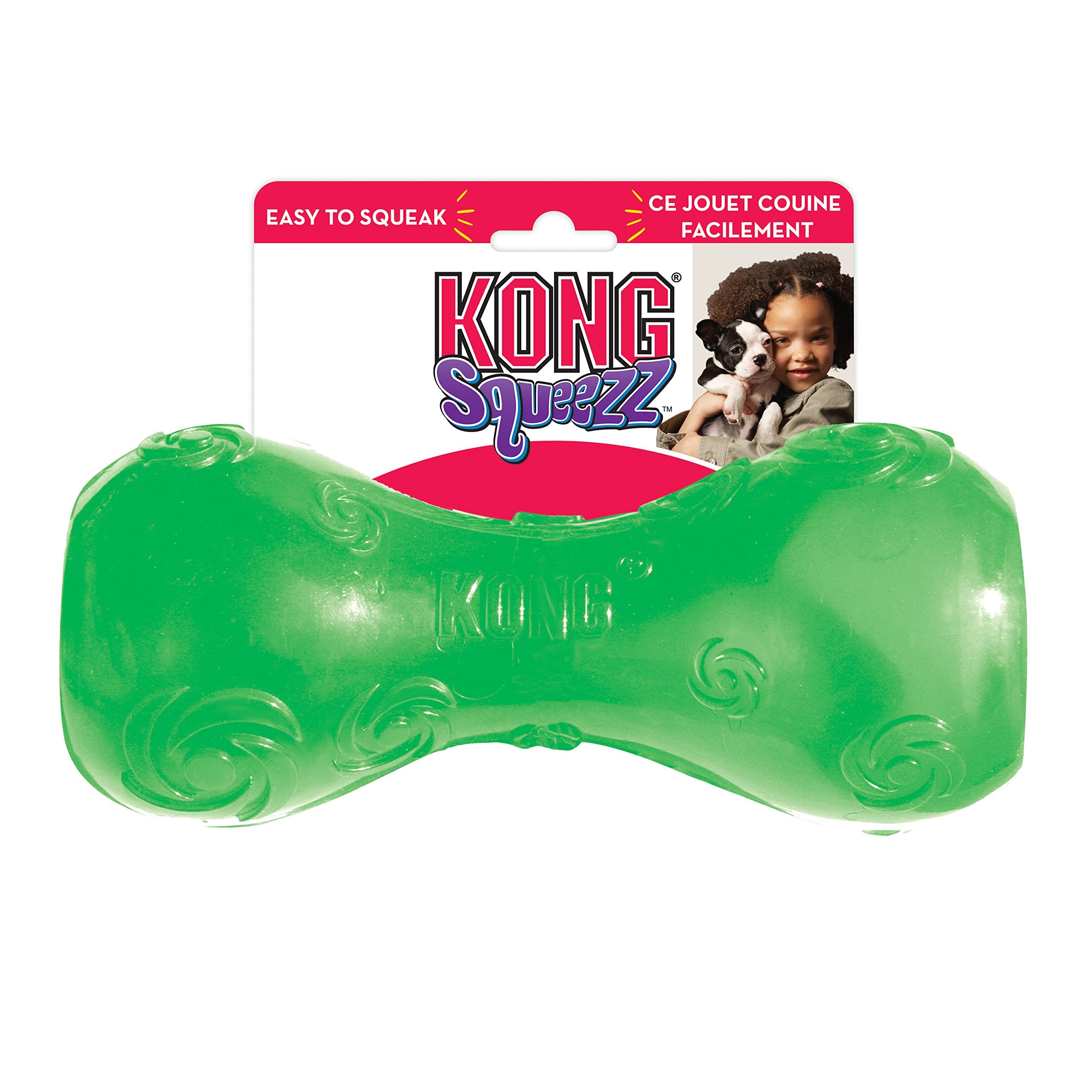 Kong Squeezz Dumbbell Dog Toy, Small, Colors Vary