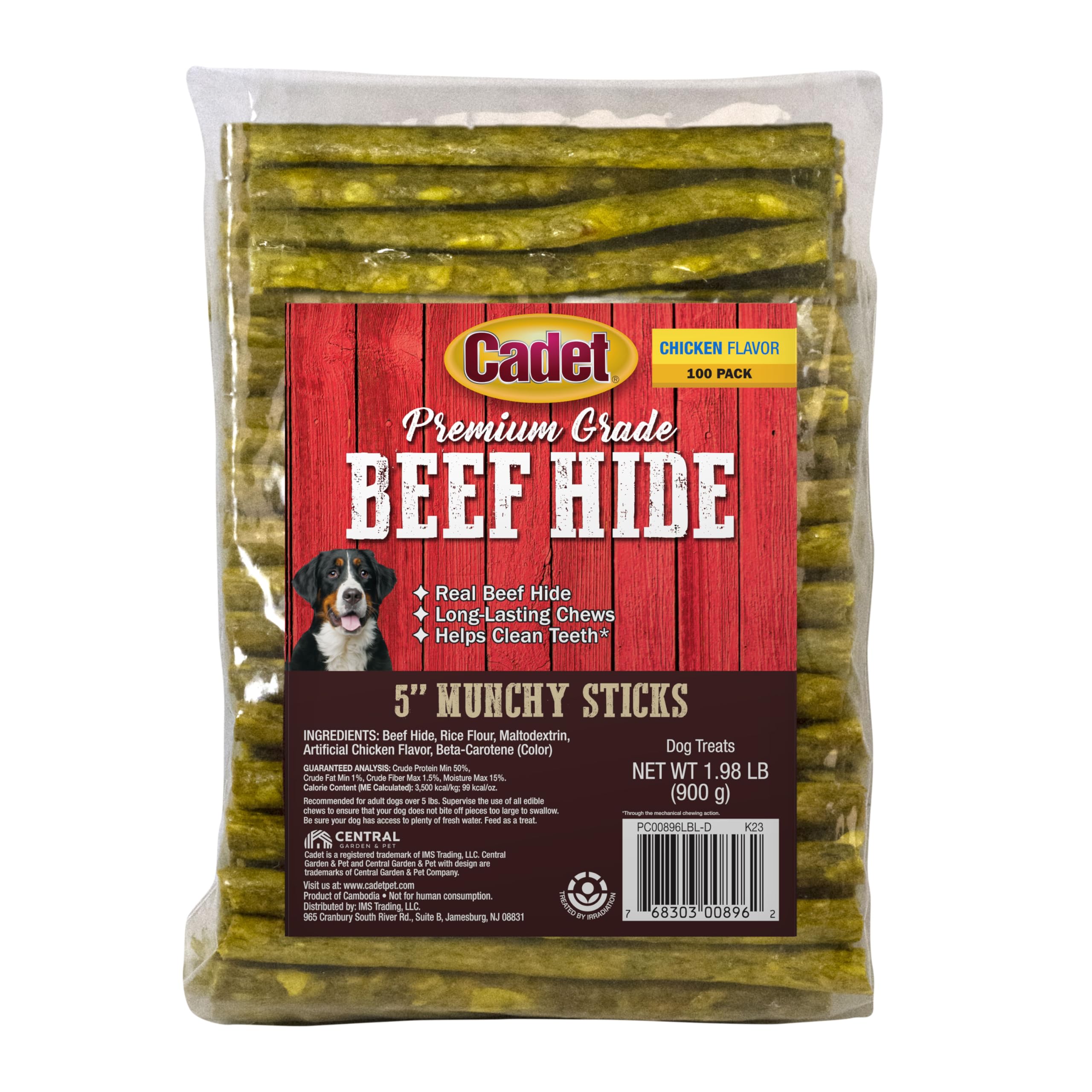 Cadet Premium Grade Munchy Beef Hide Sticks 5 Inch, 100 Pack