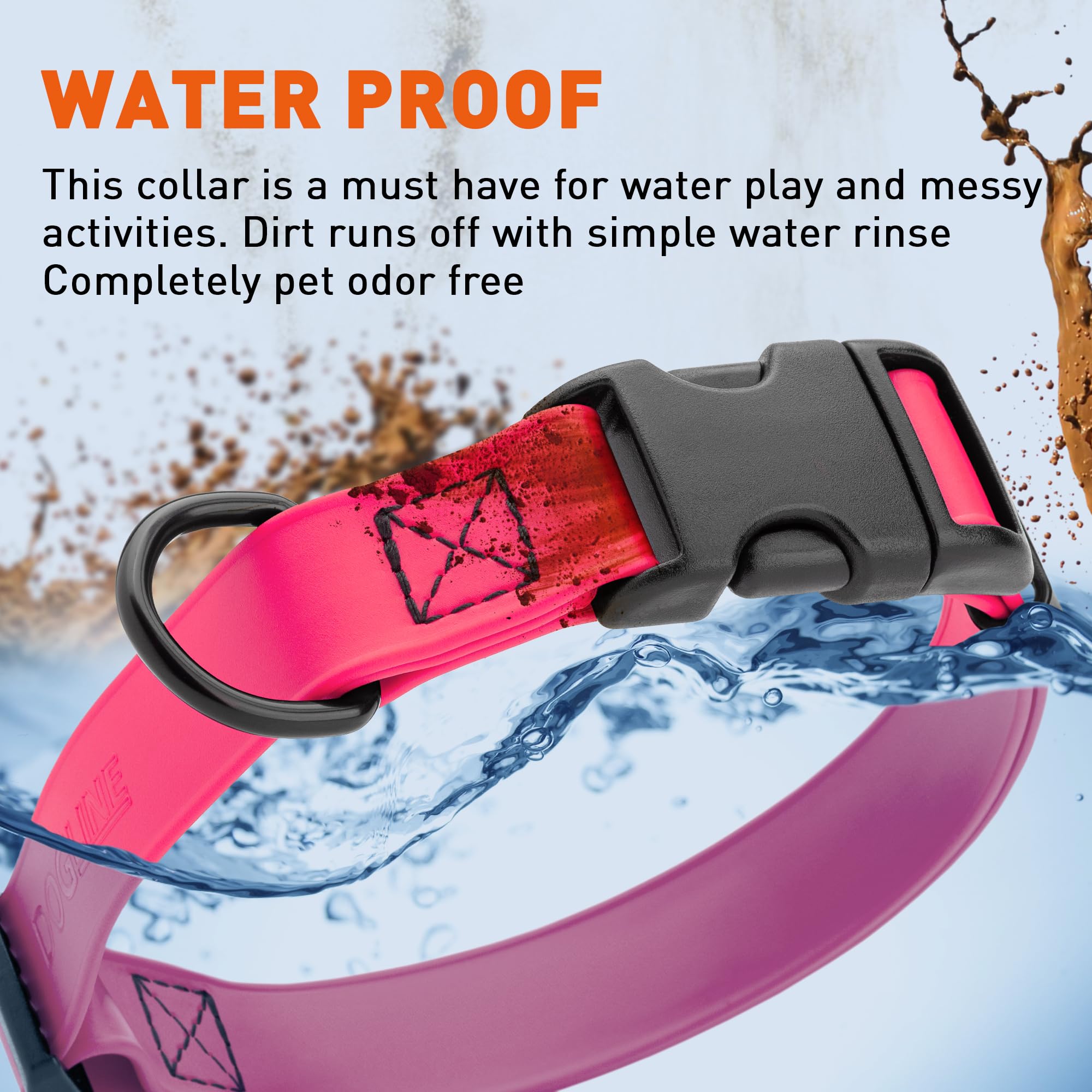 Dogline Biothane Waterproof Dog Collar With Quick Release Buckle Strong Coated Nylon Webbing With Odor- Proof For Easy Care Easy To Clean Fits Small Medium Or Large Dogs, Pink 3/4' W 12-19' L