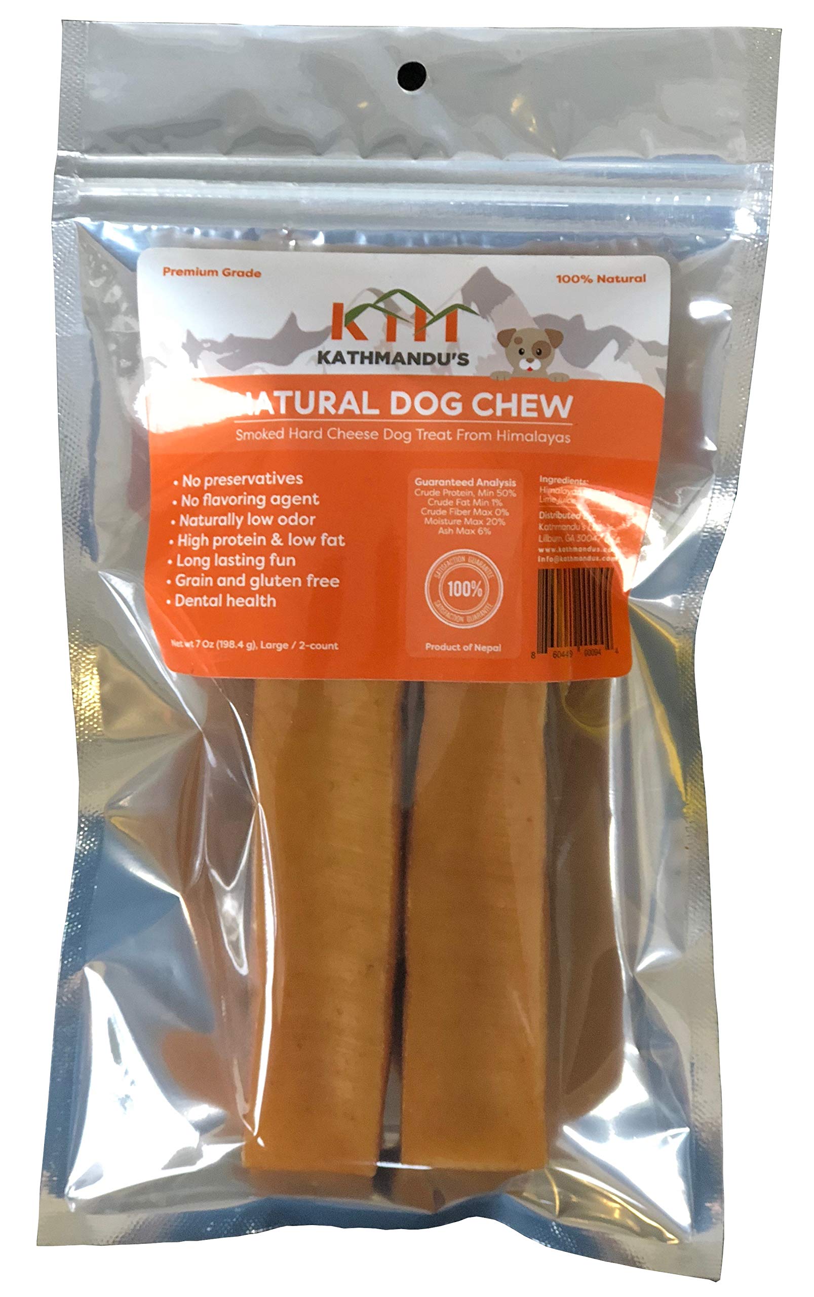 KATHMANDUS Authentic Himalayan Cheese Yak Chew, Contains Two Large Chews, Handcrafted for Dogs Under 55 pounds, Ideal for impro