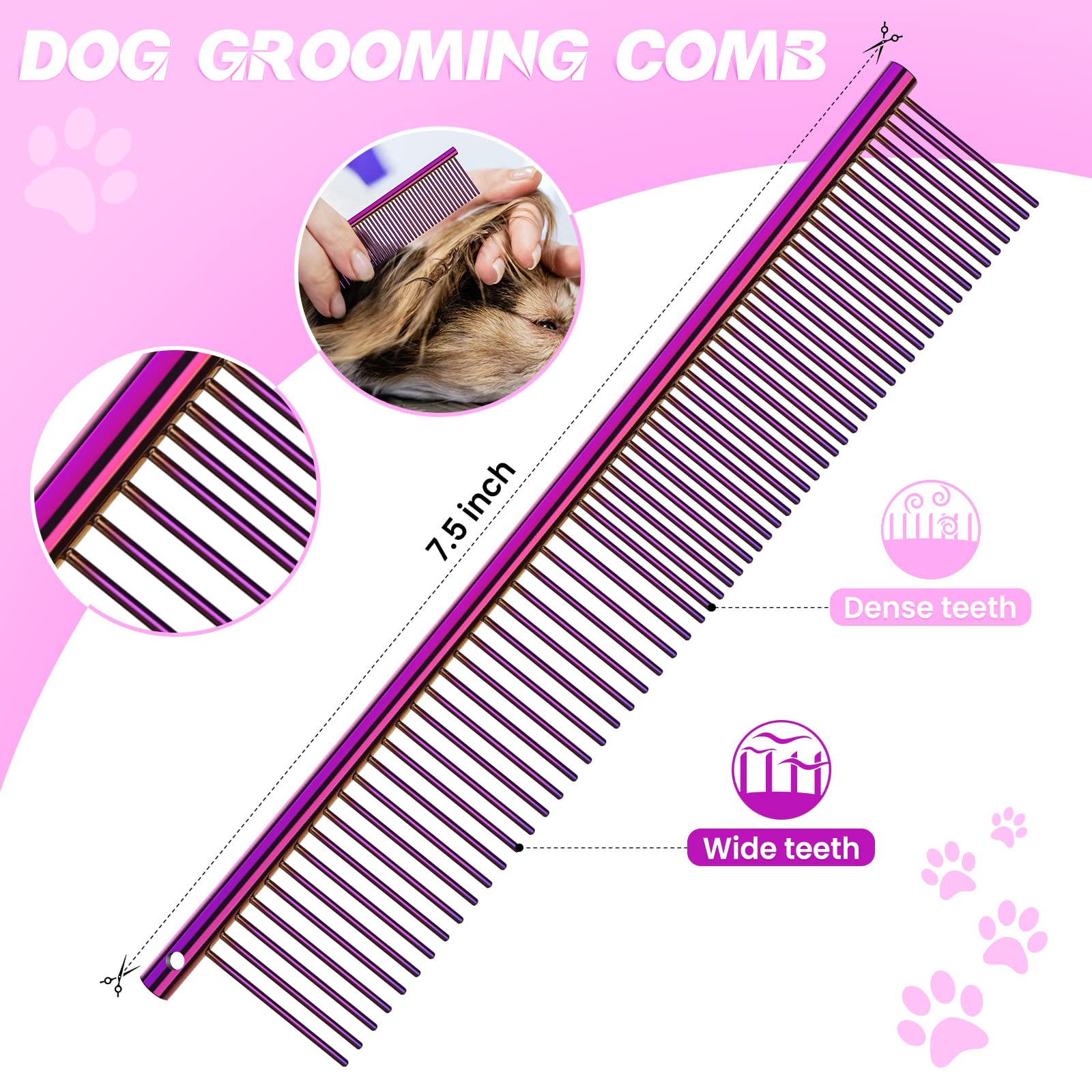JASON Dog Grooming Scissors Kit, Professional 6 in 1 Dog Scissors Sharp Shears Set - Straight, Thinning, Chunker, Curved Shears