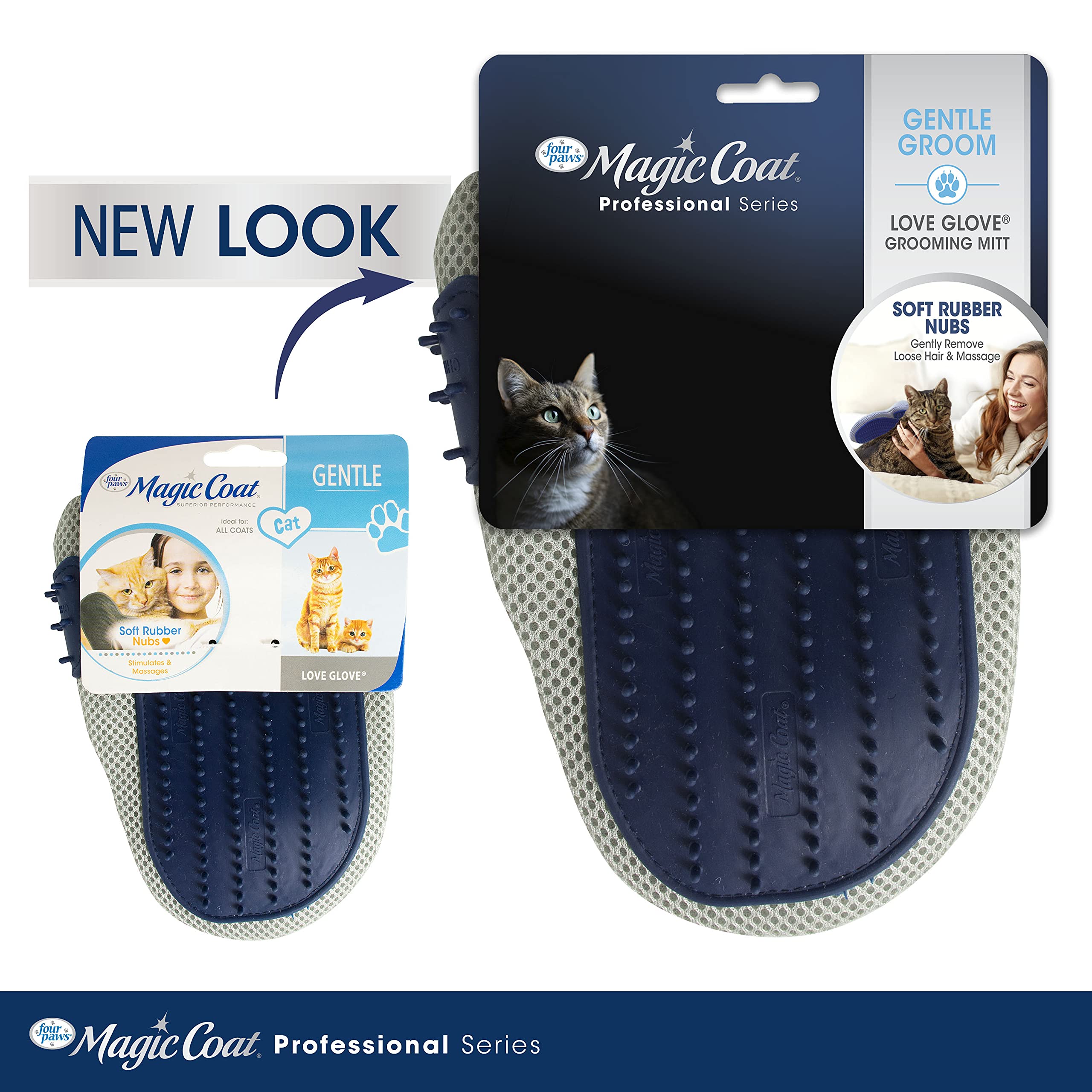 Four Paws Magic Coat Professional Series Love Glove Silicone Cat Grooming Mitt, Deshedding & Dematting, 1 Count