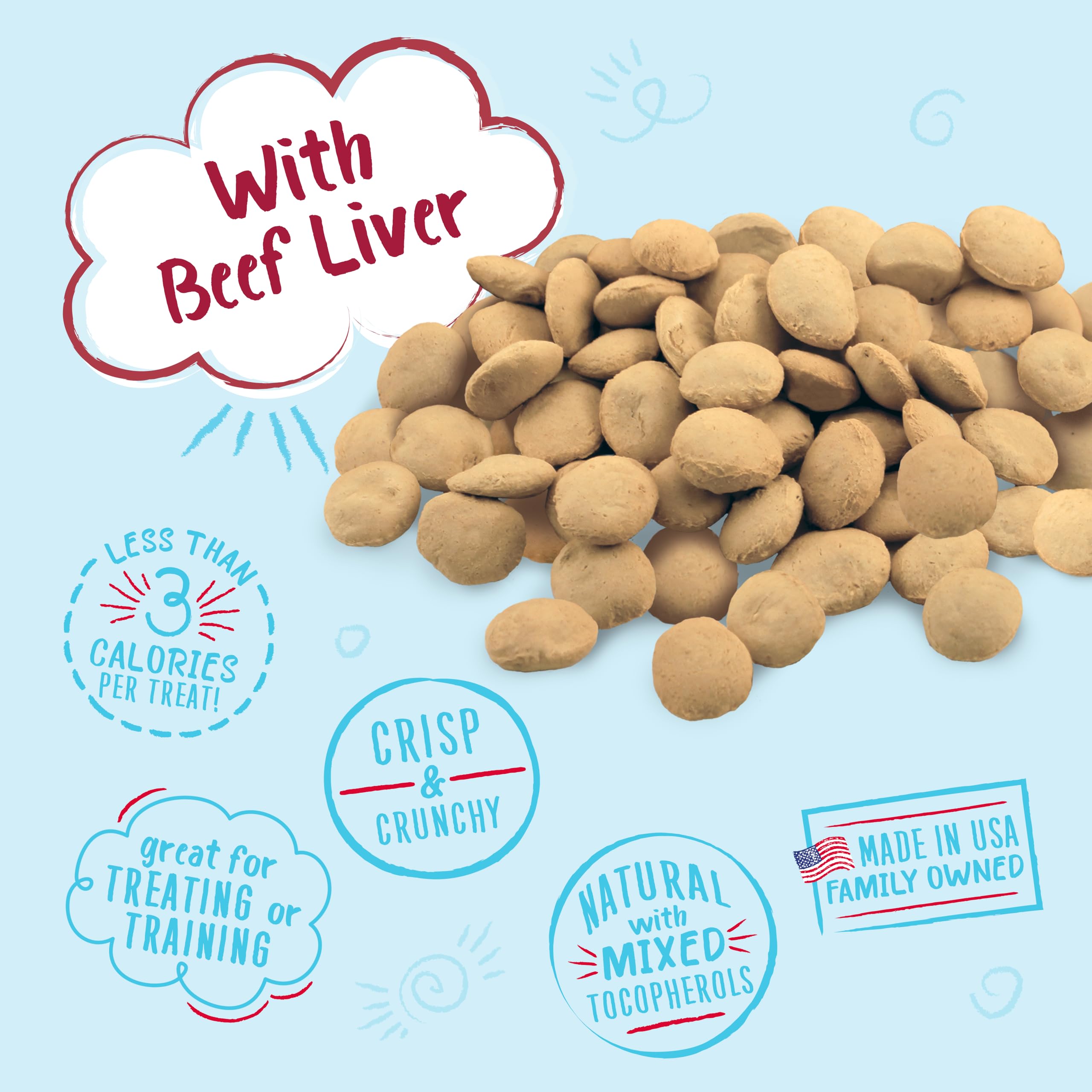 Charlee Bear Original Crunch Beef Liver Dog Treats, 16 oz (2-Pack) - Made in The USA, Natural Training Treats for Dogs
