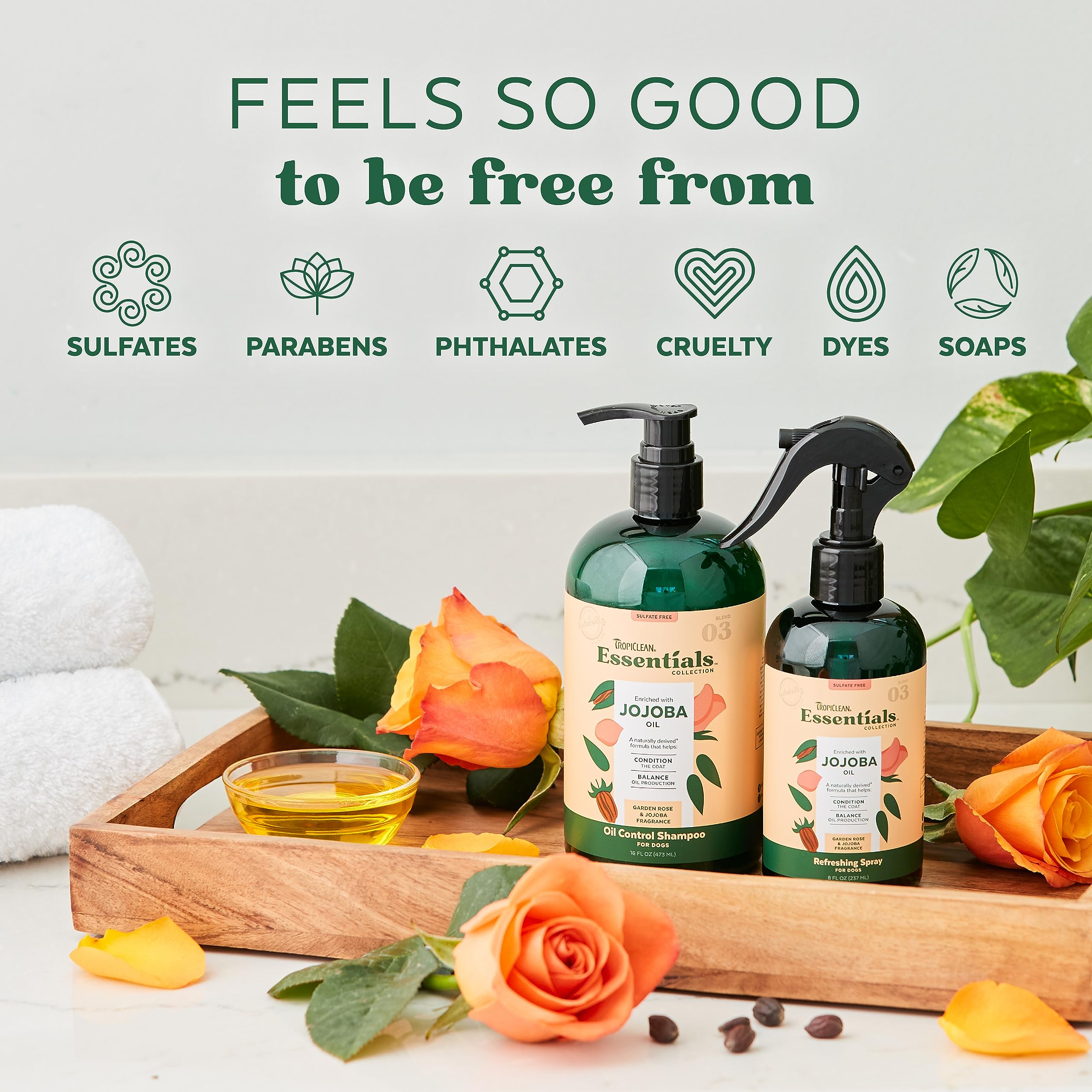 Tropiclean Essentials Jojoba Oil Cologne & Deodorizing Spray | Condition The Coat | Balance Oil Production | Derived From Natura