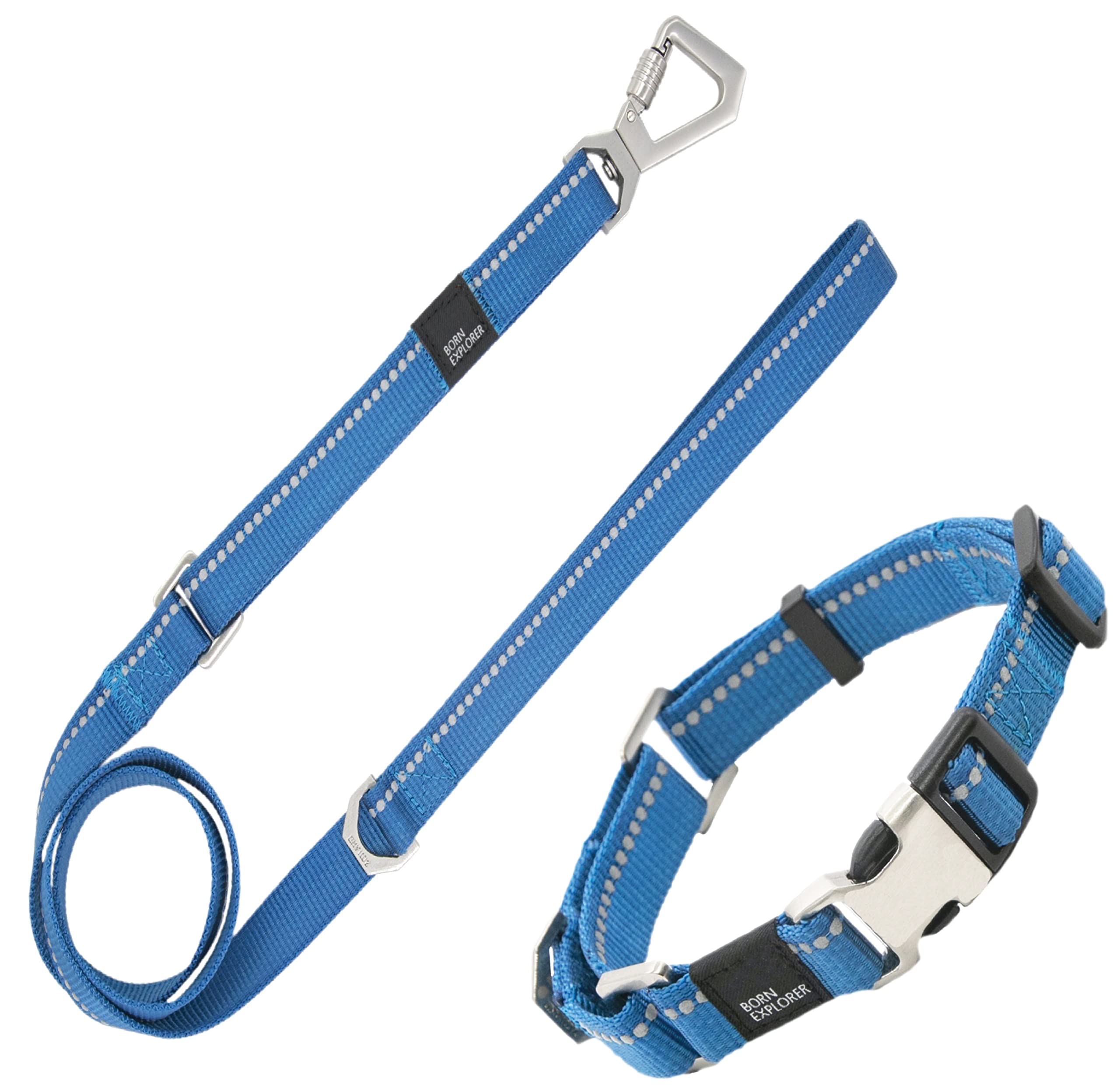Pet Life Advent Outdoor Series Reflective Training Dog Leash And Collar, Lg, Blue